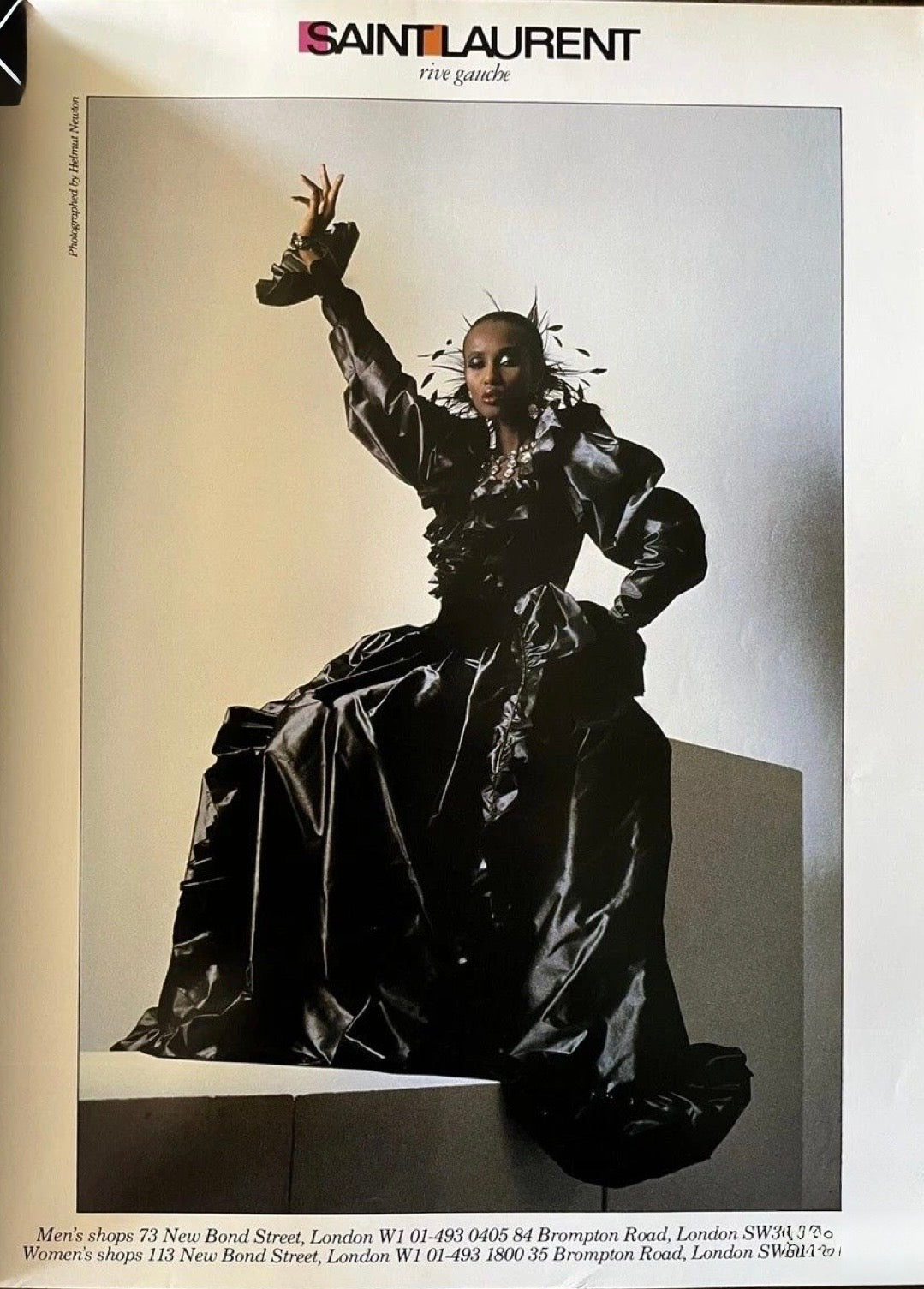 F/W 1982 Black Wool & Burgundy Silk Tie-Neck Dress