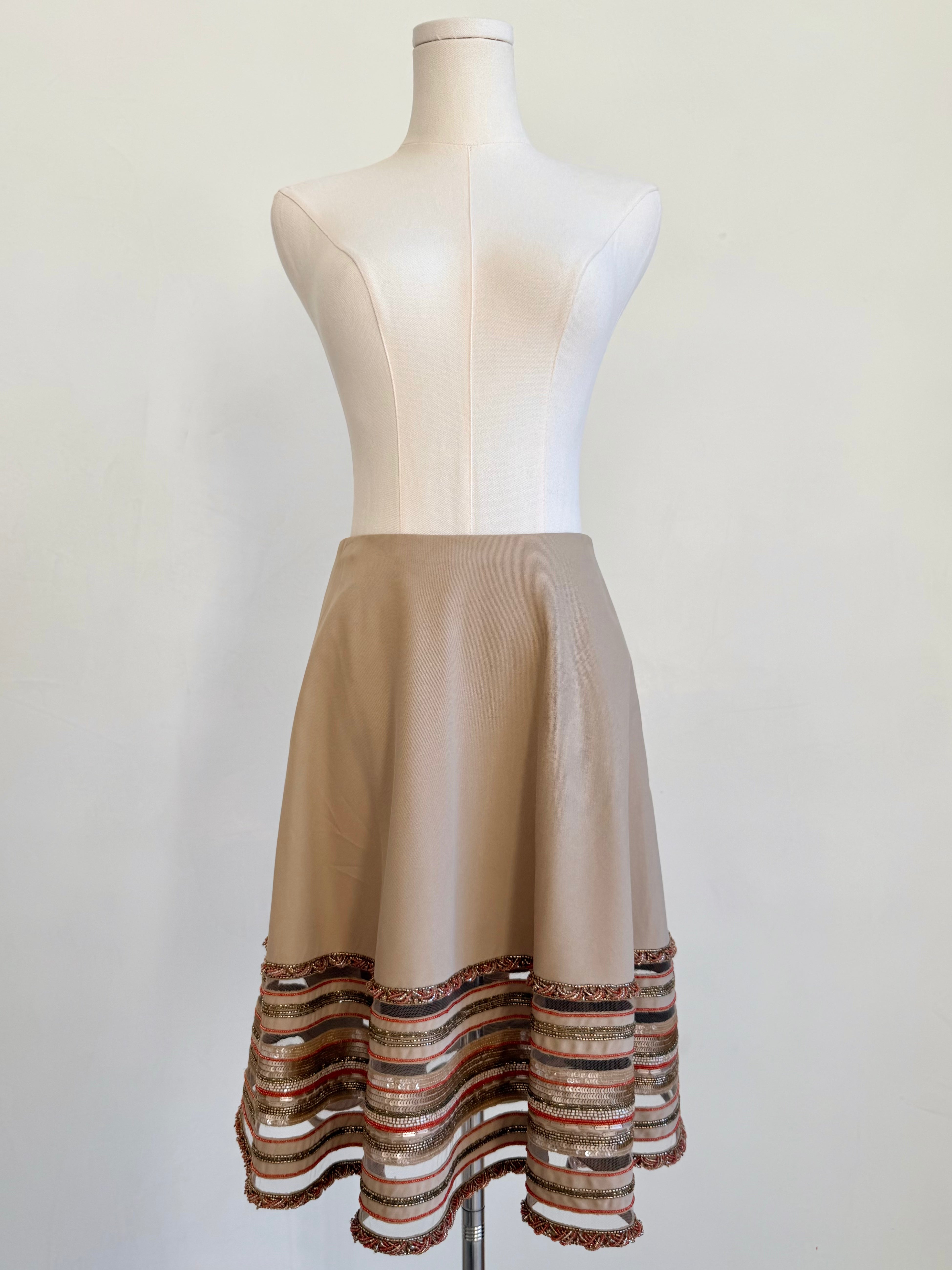 S/S 2005 Khaki Skirt with Beaded Embellishment Trim