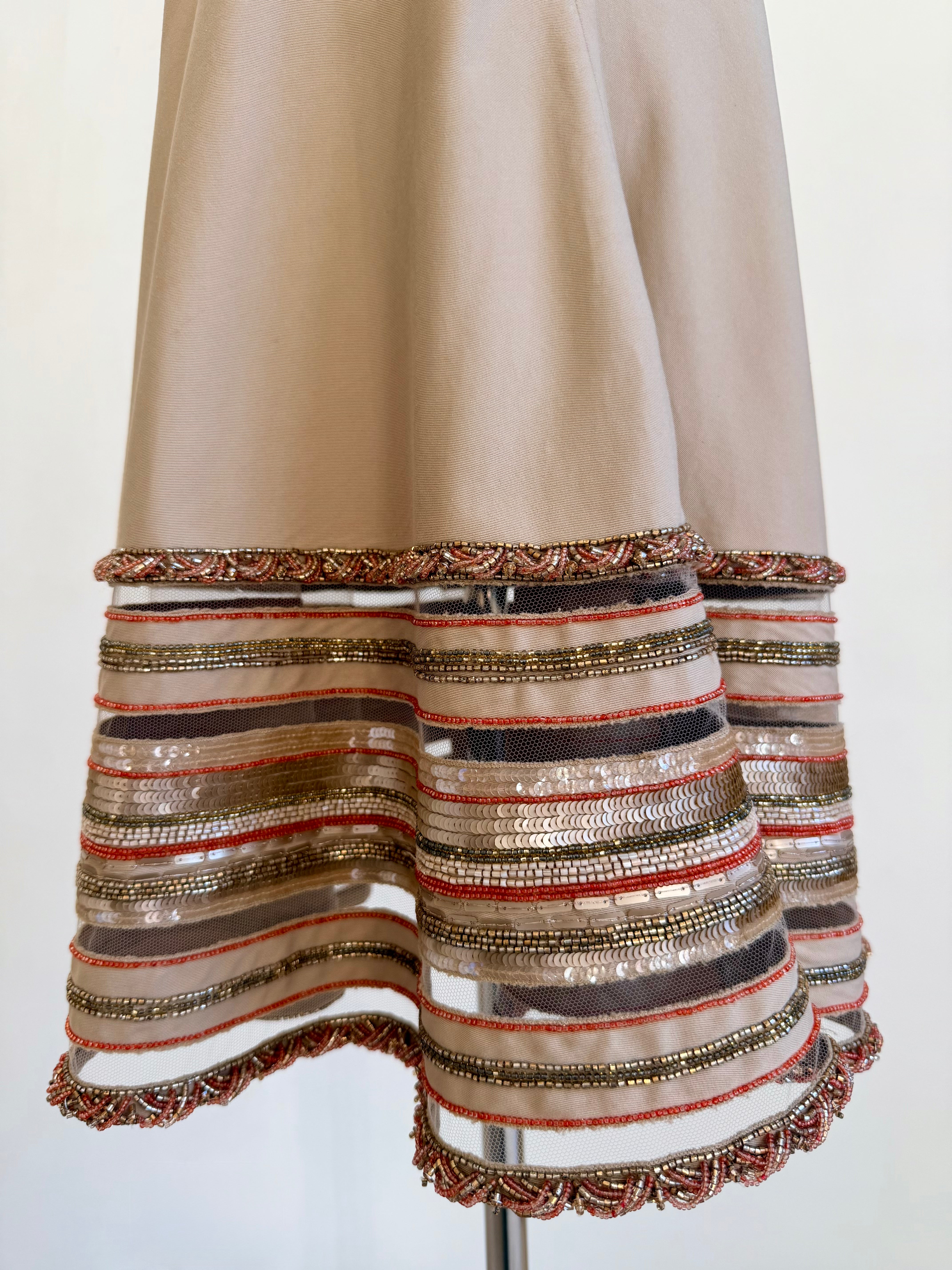S/S 2005 Khaki Skirt with Beaded Embellishment Trim