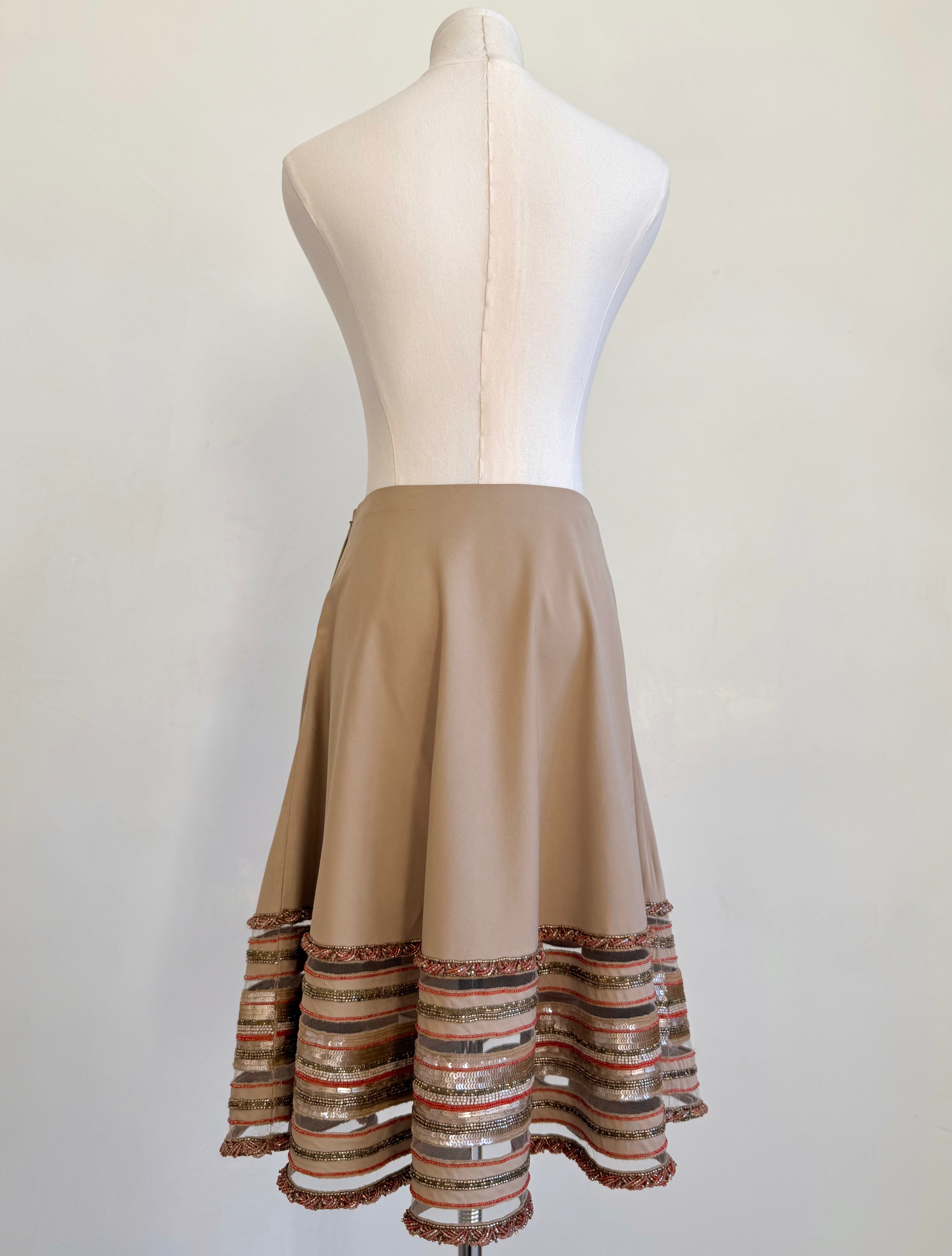 S/S 2005 Khaki Skirt with Beaded Embellishment Trim