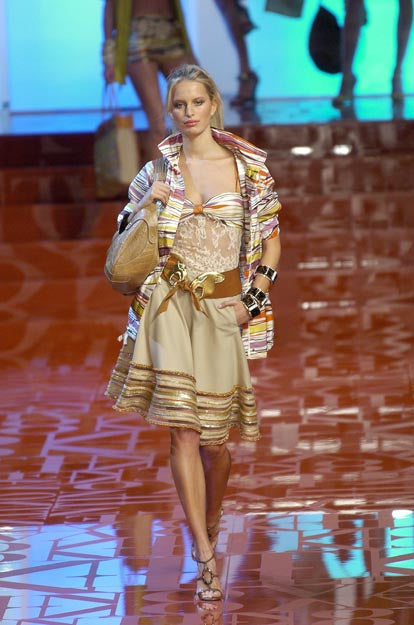 S/S 2005 Khaki Skirt with Beaded Embellishment Trim