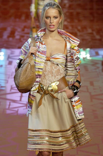 S/S 2005 Khaki Skirt with Beaded Embellishment Trim