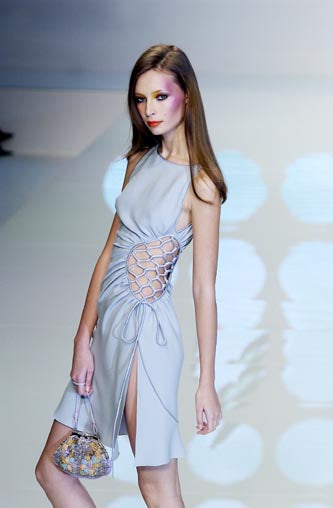 S/S 2004 Light Blue Side Lace-Up Dress