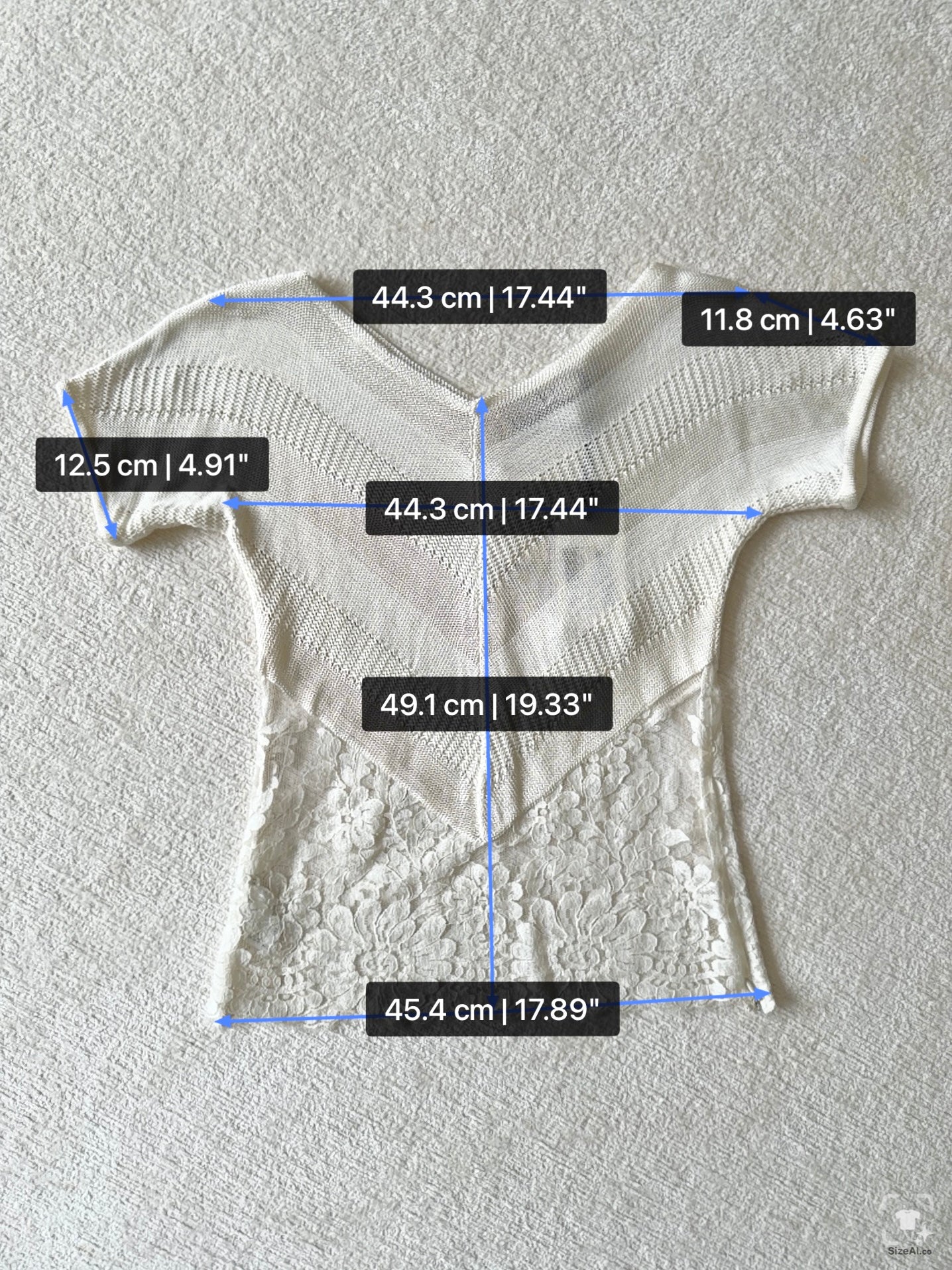NWT Ivory Knit & Lace Panel Top