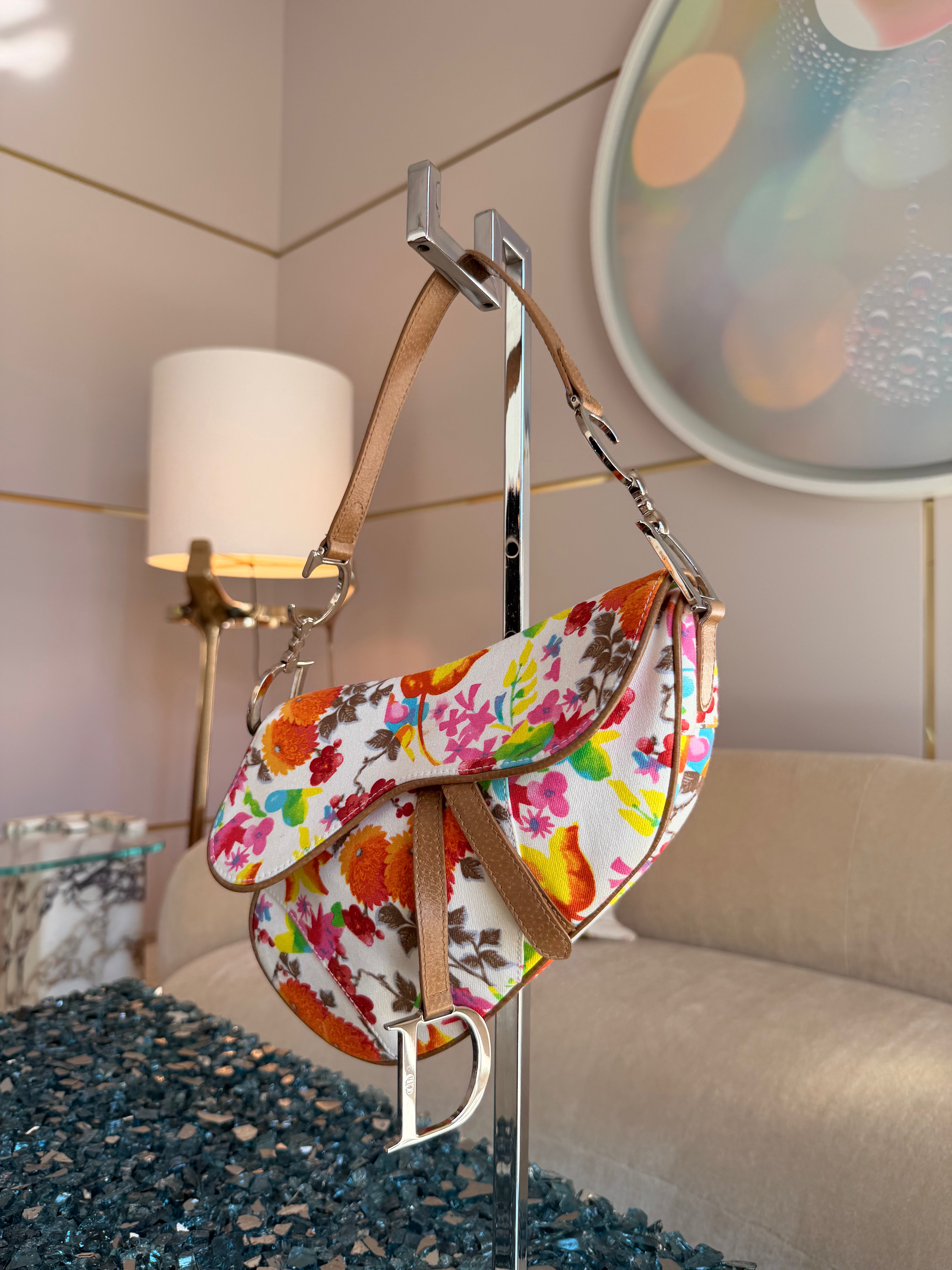 S/S 2005 Floral Canvas Saddle Bag