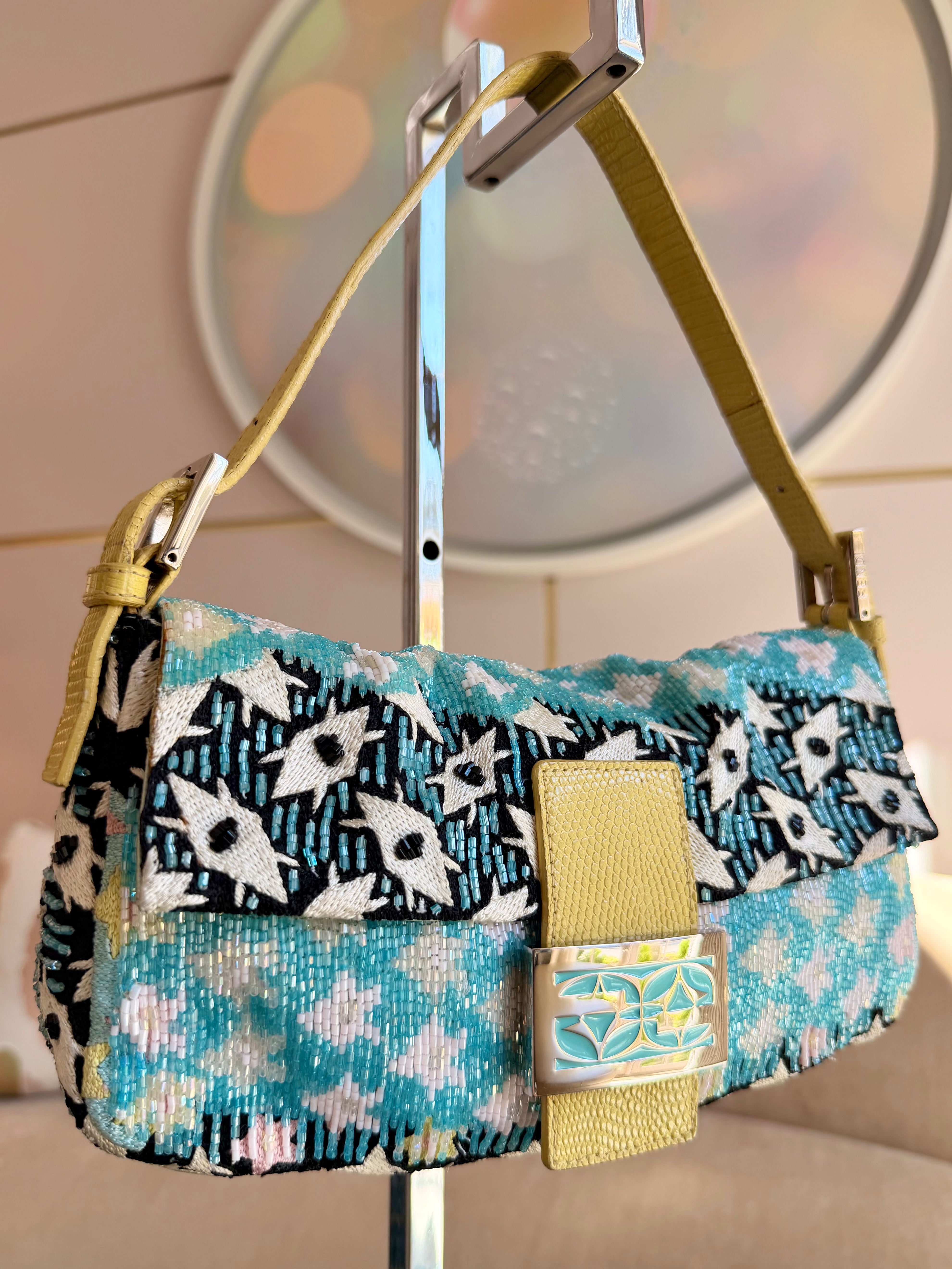 S/S 2001 Beaded Baguette with Turquoise Logo Clasp