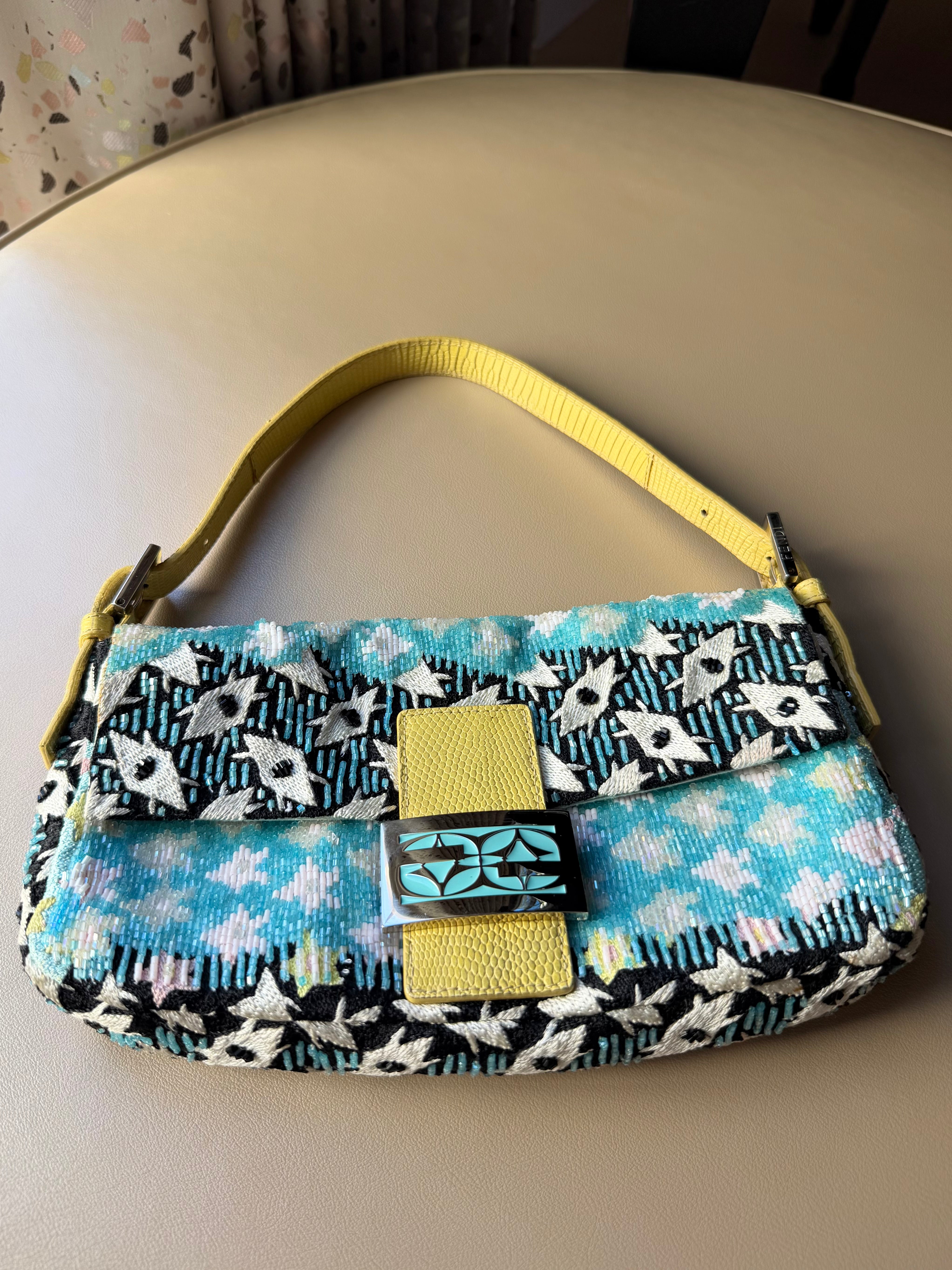 S/S 2001 Beaded Baguette with Turquoise Logo Clasp