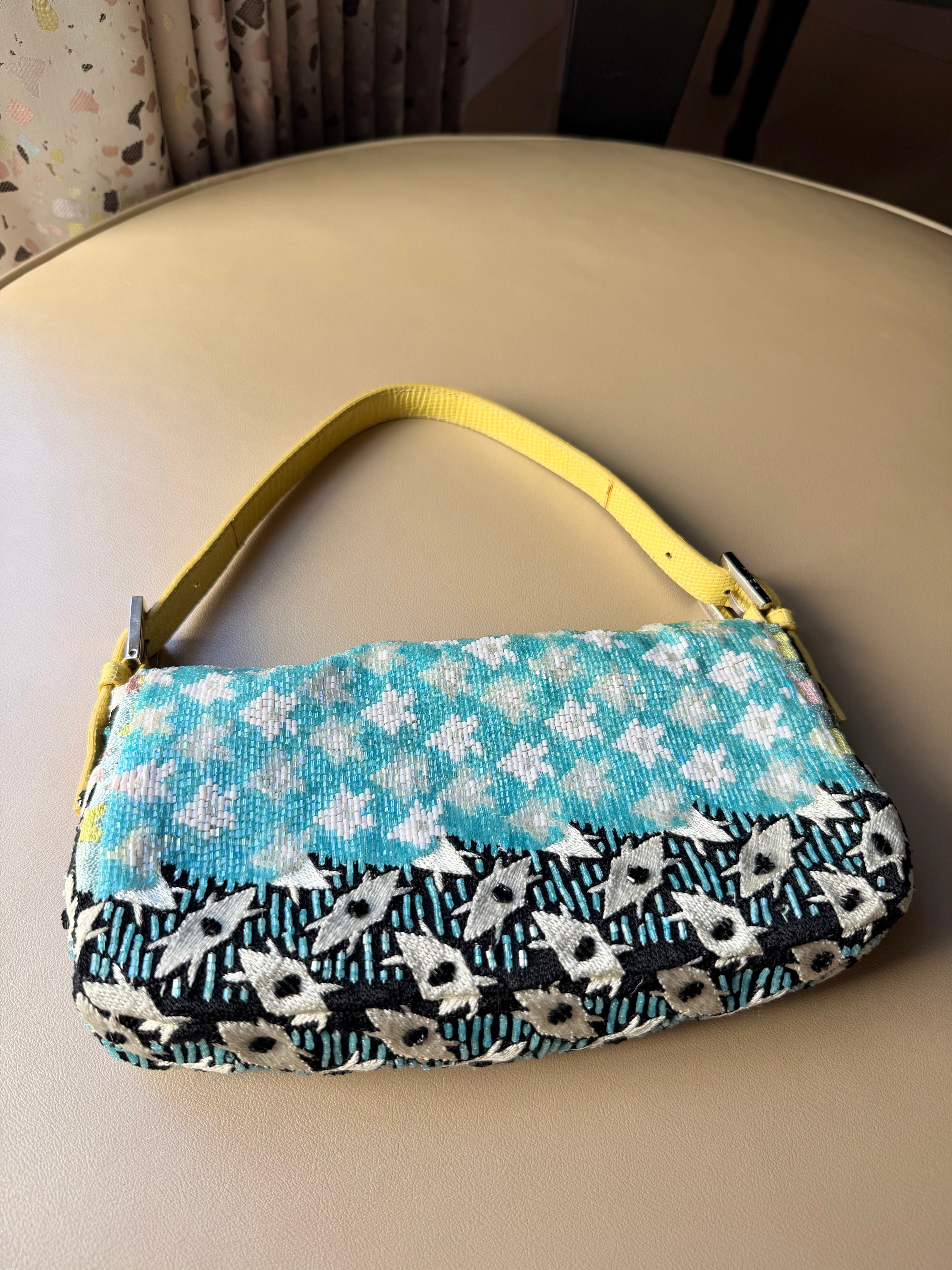 S/S 2001 Beaded Baguette with Turquoise Logo Clasp