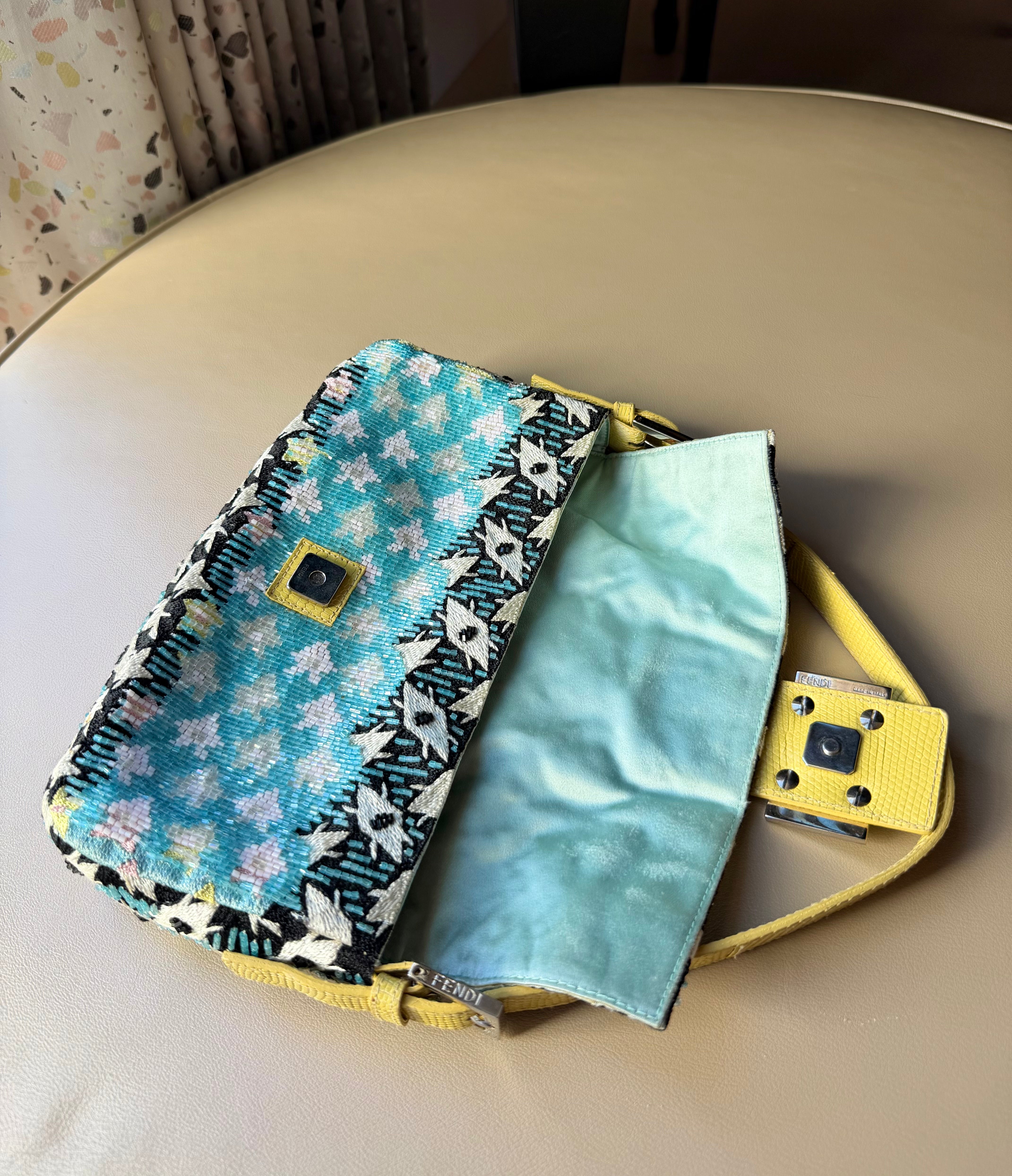 S/S 2001 Beaded Baguette with Turquoise Logo Clasp