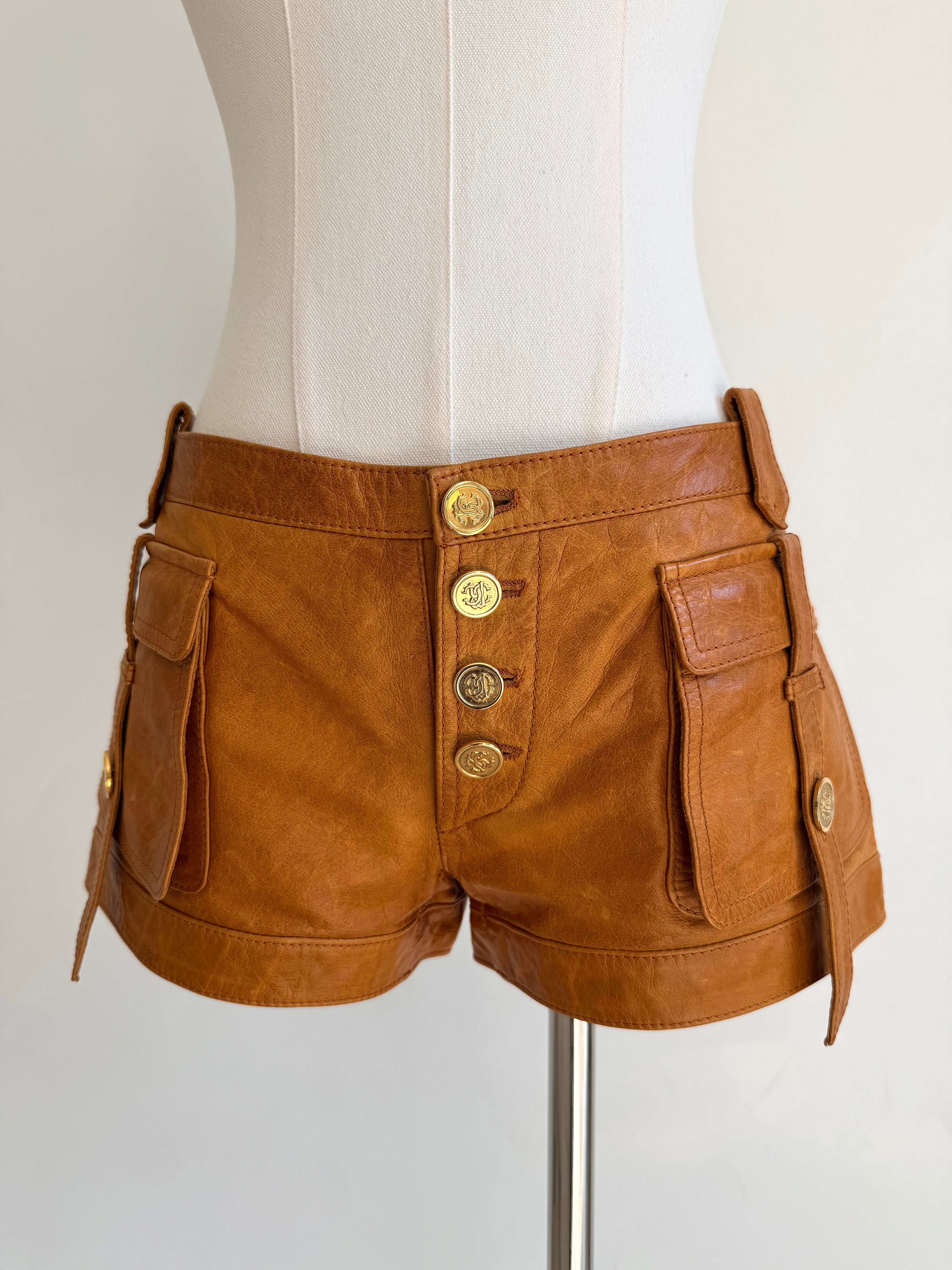 S/S 2003 Camel Leather Shorts