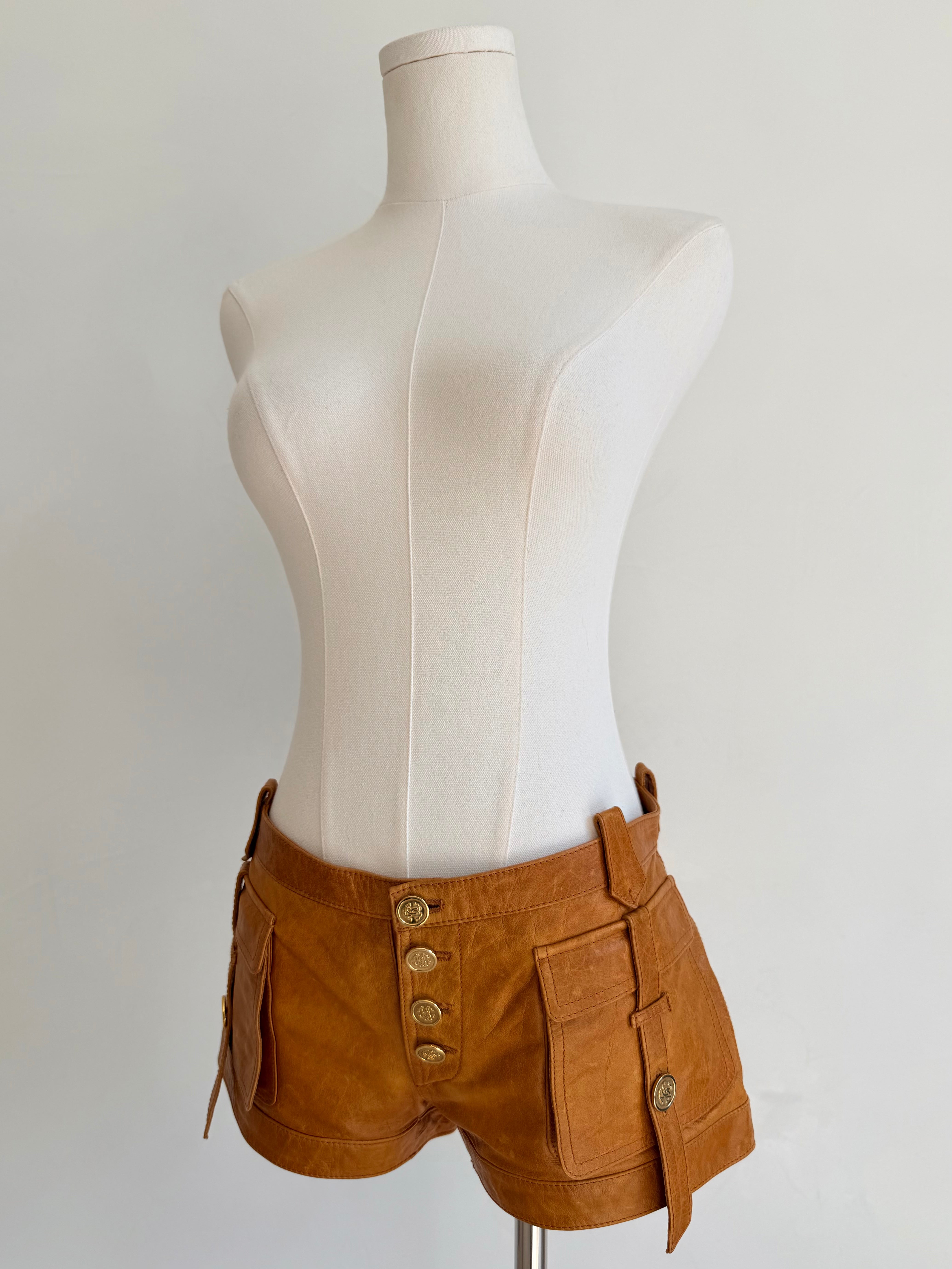 S/S 2003 Camel Leather Shorts