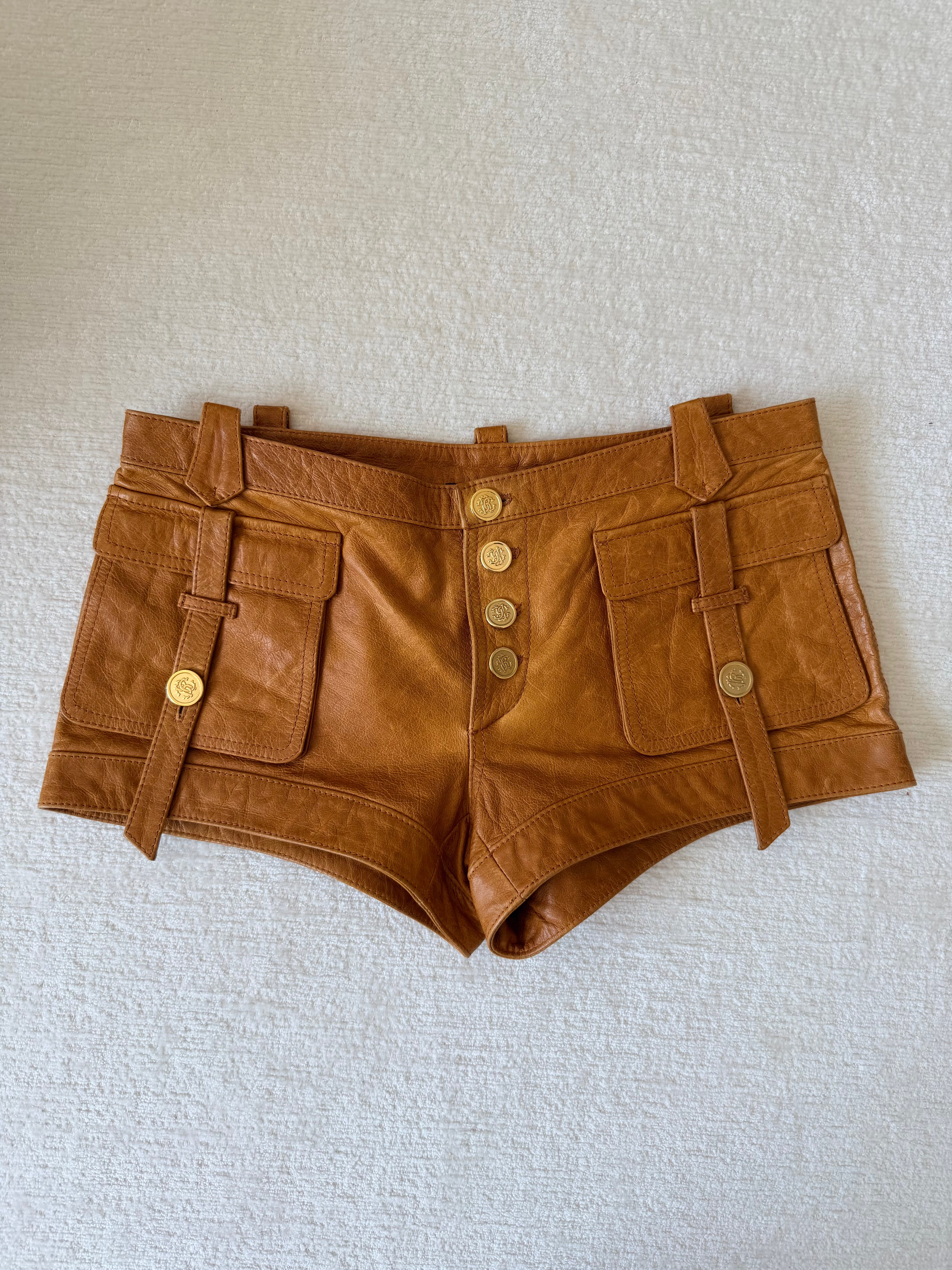S/S 2003 Camel Leather Shorts