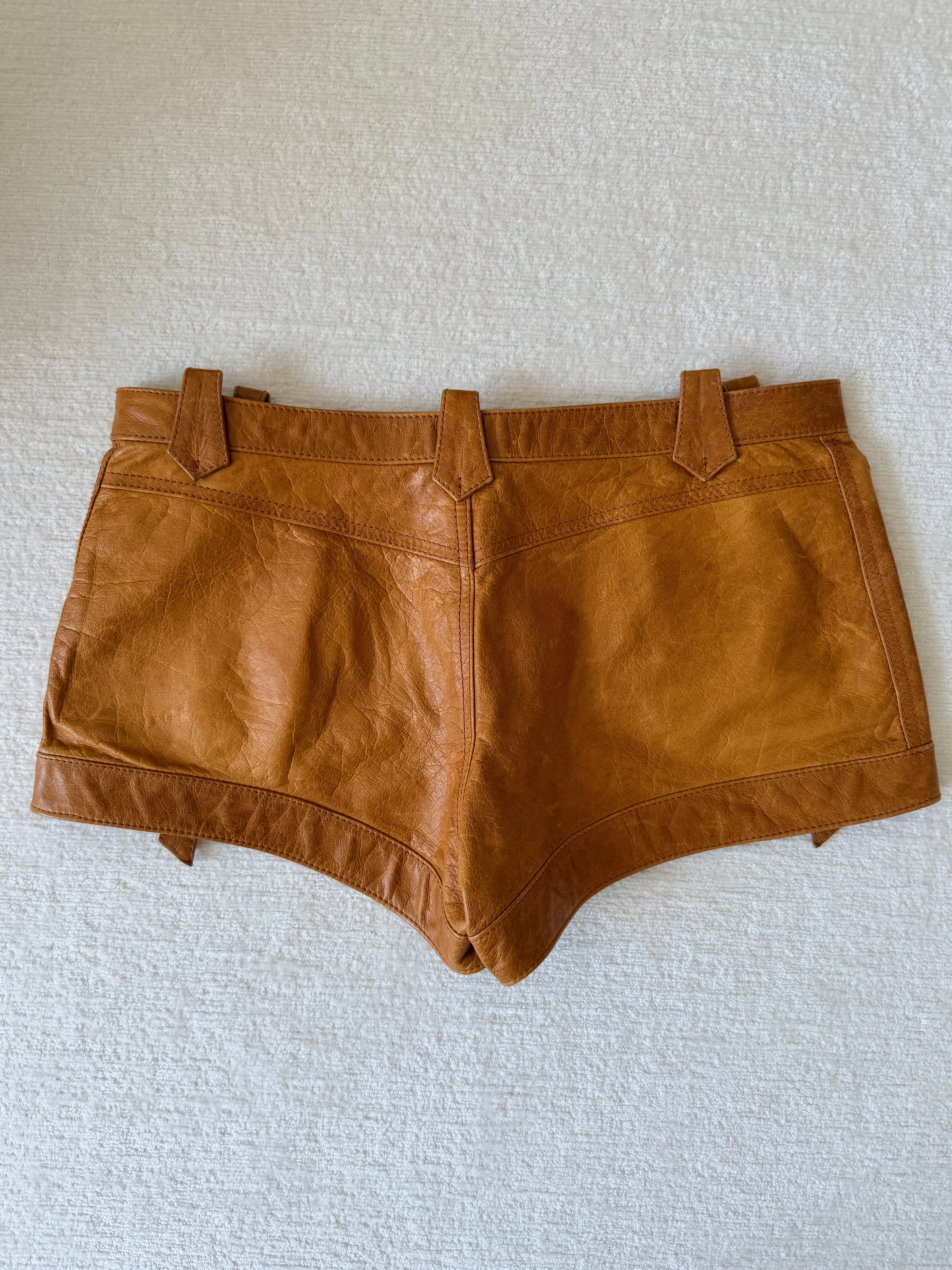 S/S 2003 Camel Leather Shorts