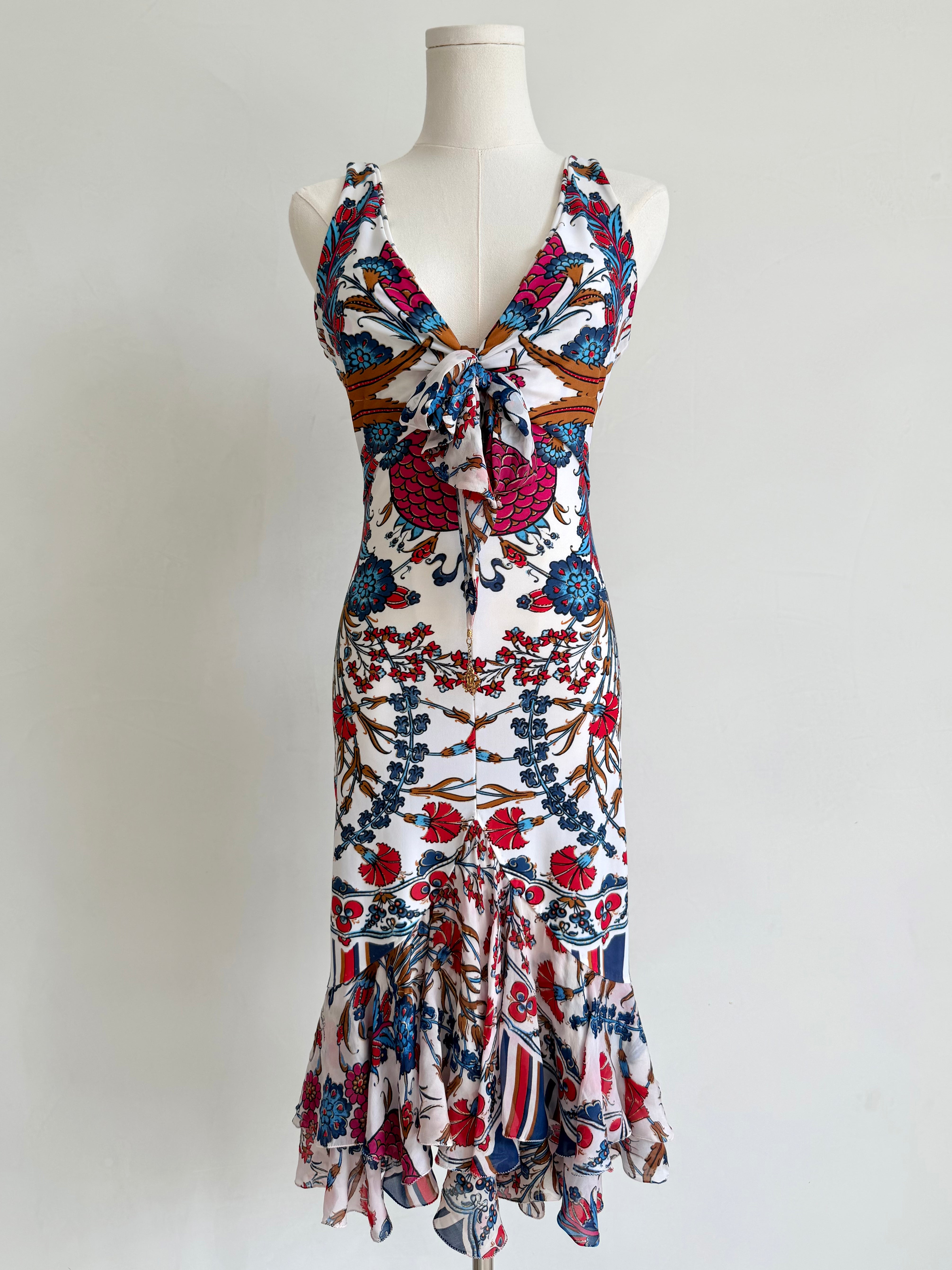S/S 2006 Floral Print Ruffle Midi Dress