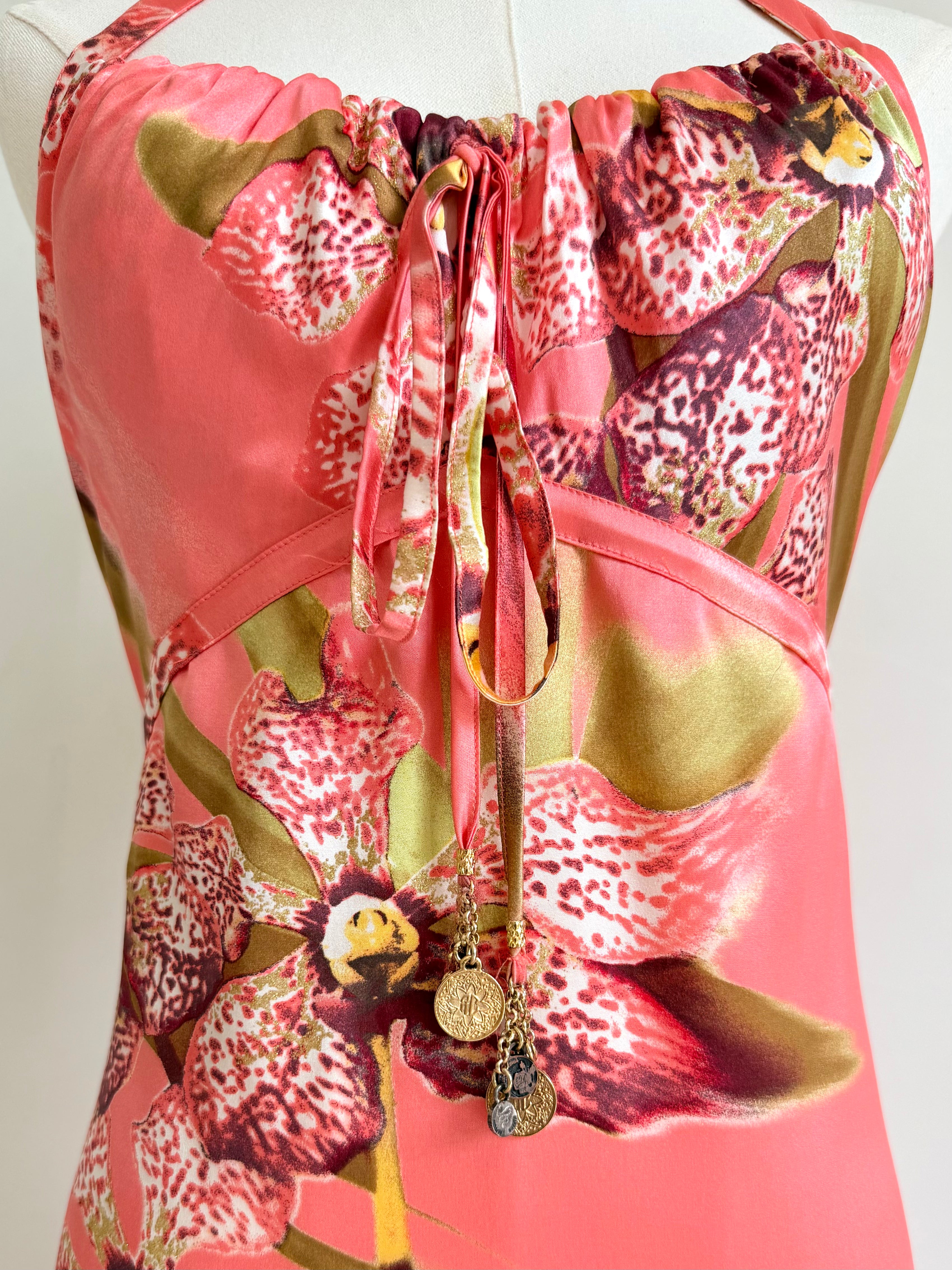 S/S 2005 Pink Floral Silk Ruffle Dress