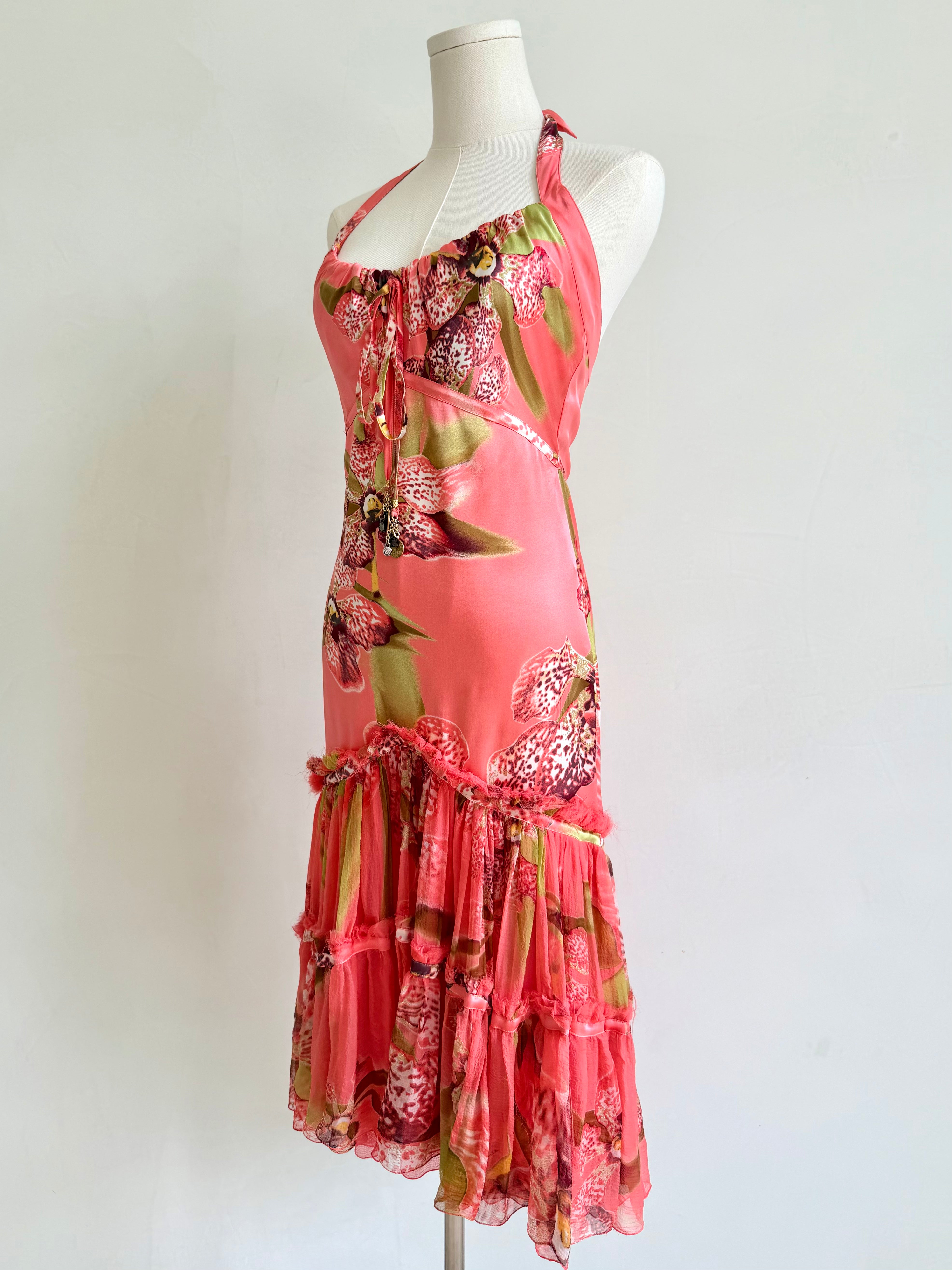 S/S 2005 Pink Floral Silk Ruffle Dress