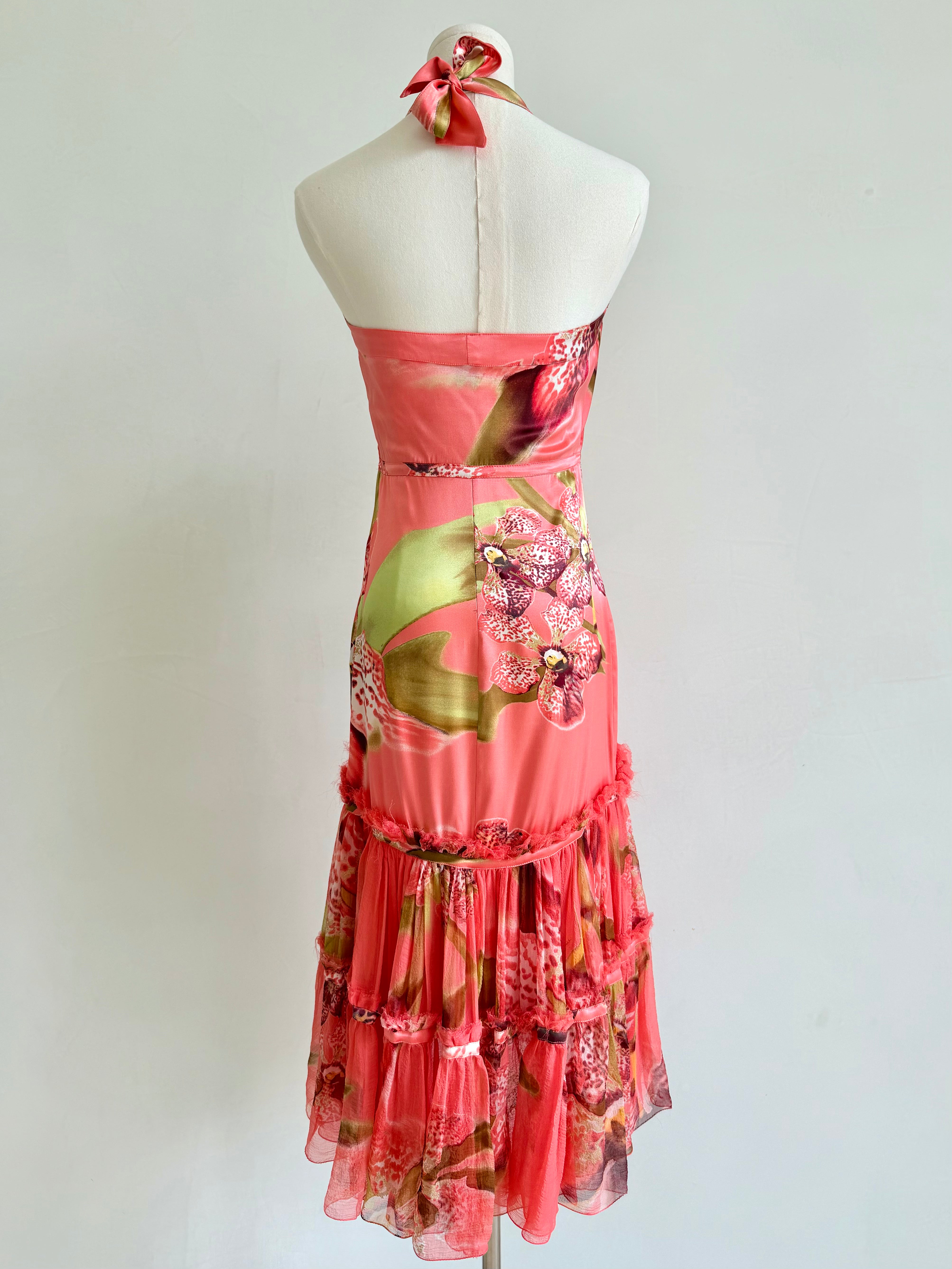 S/S 2005 Pink Floral Silk Ruffle Dress
