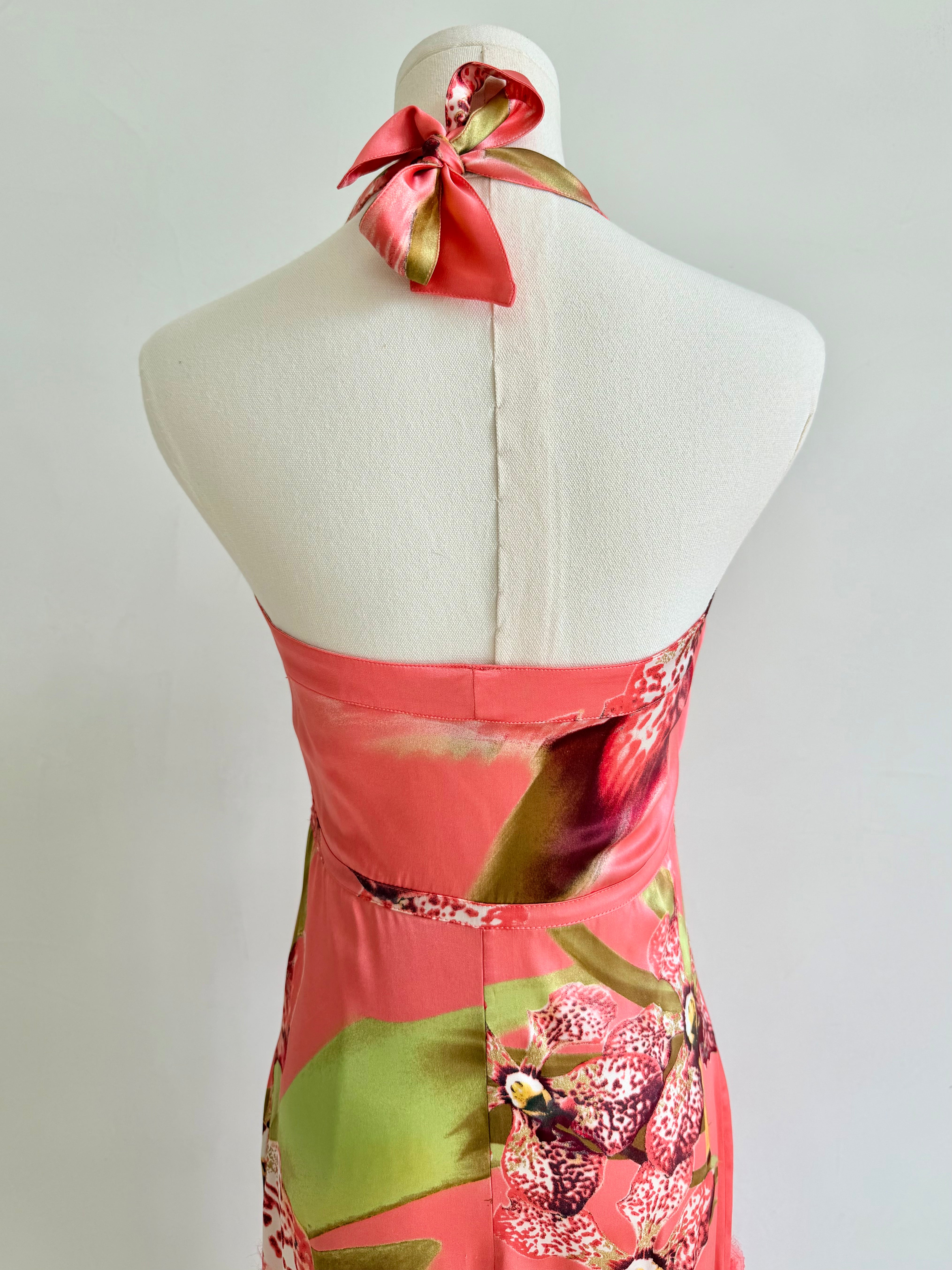 S/S 2005 Pink Floral Silk Ruffle Dress