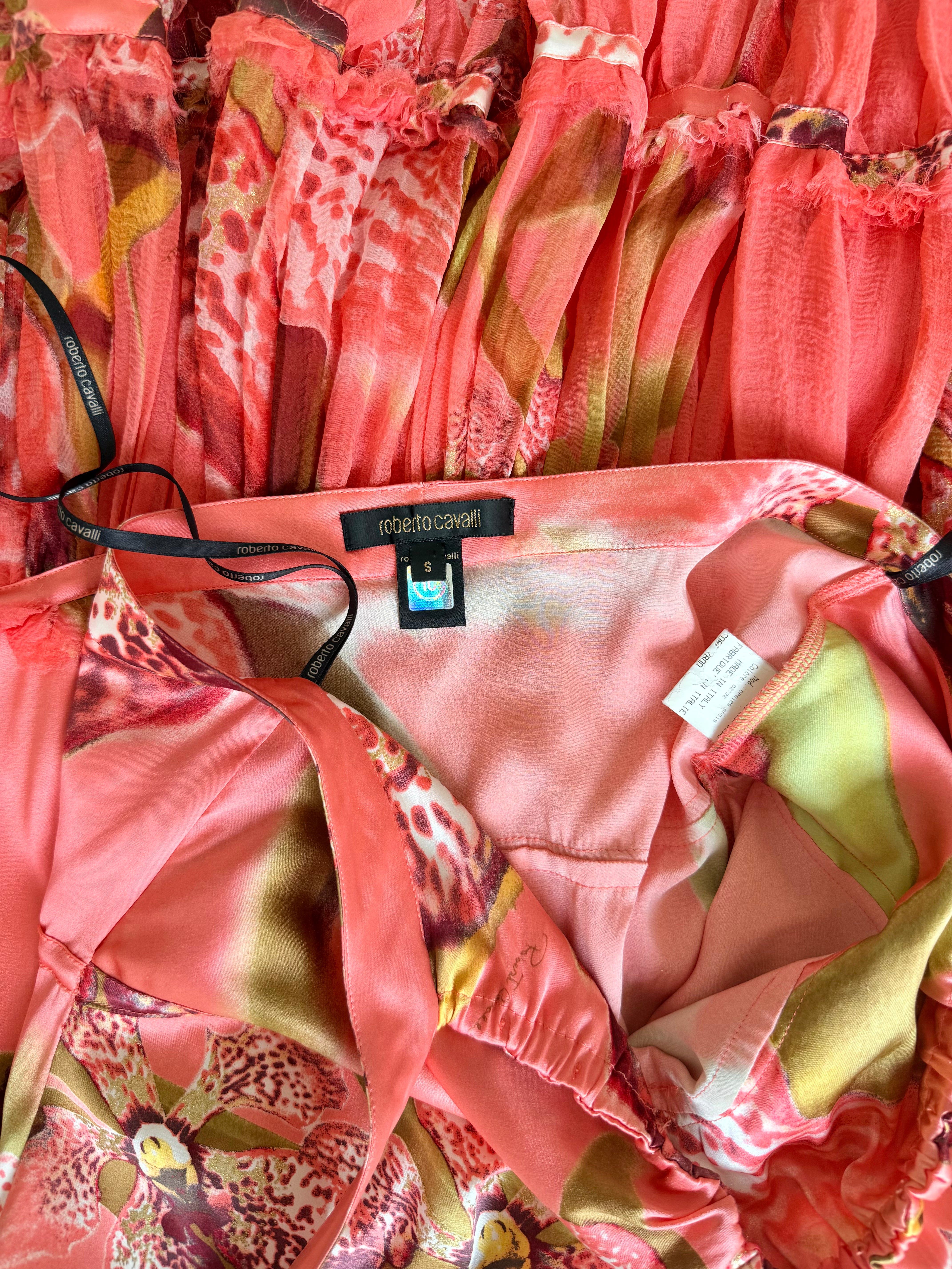 S/S 2005 Pink Floral Silk Ruffle Dress