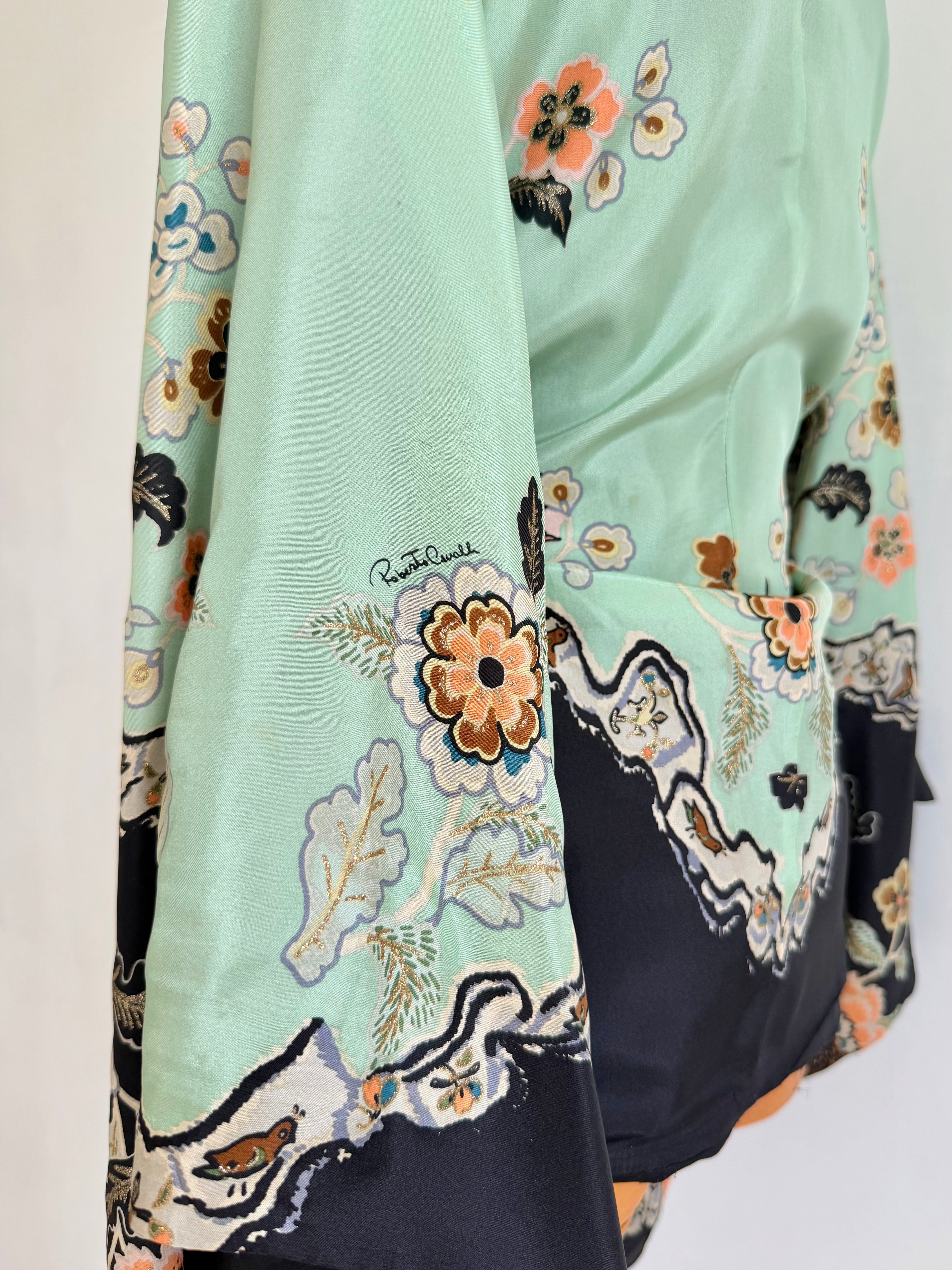 S/S 2003 Mint Floral Chinoiserie Silk Kimono