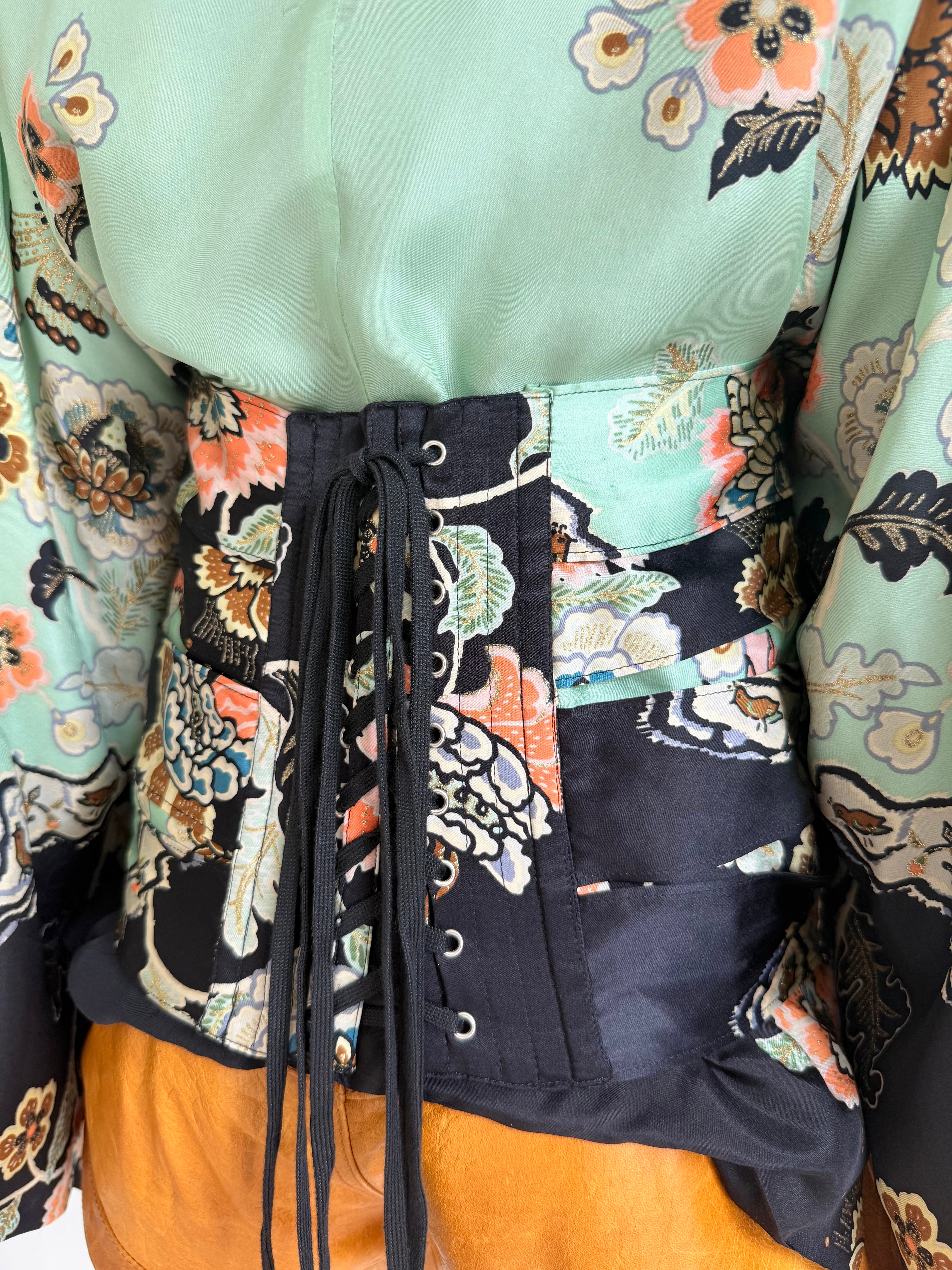 S/S 2003 Mint Floral Chinoiserie Waist Corset