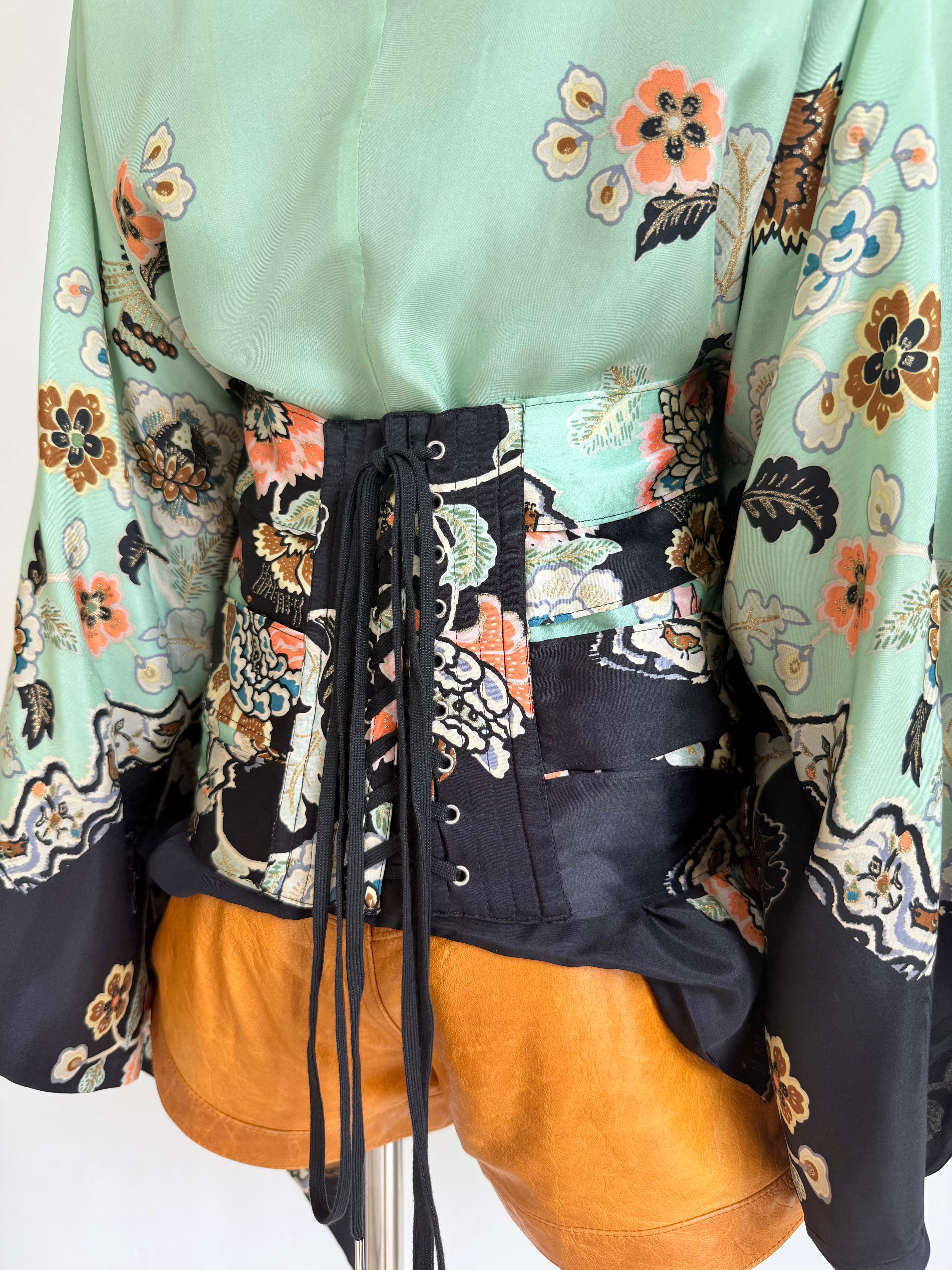 S/S 2003 Mint Floral Chinoiserie Waist Corset