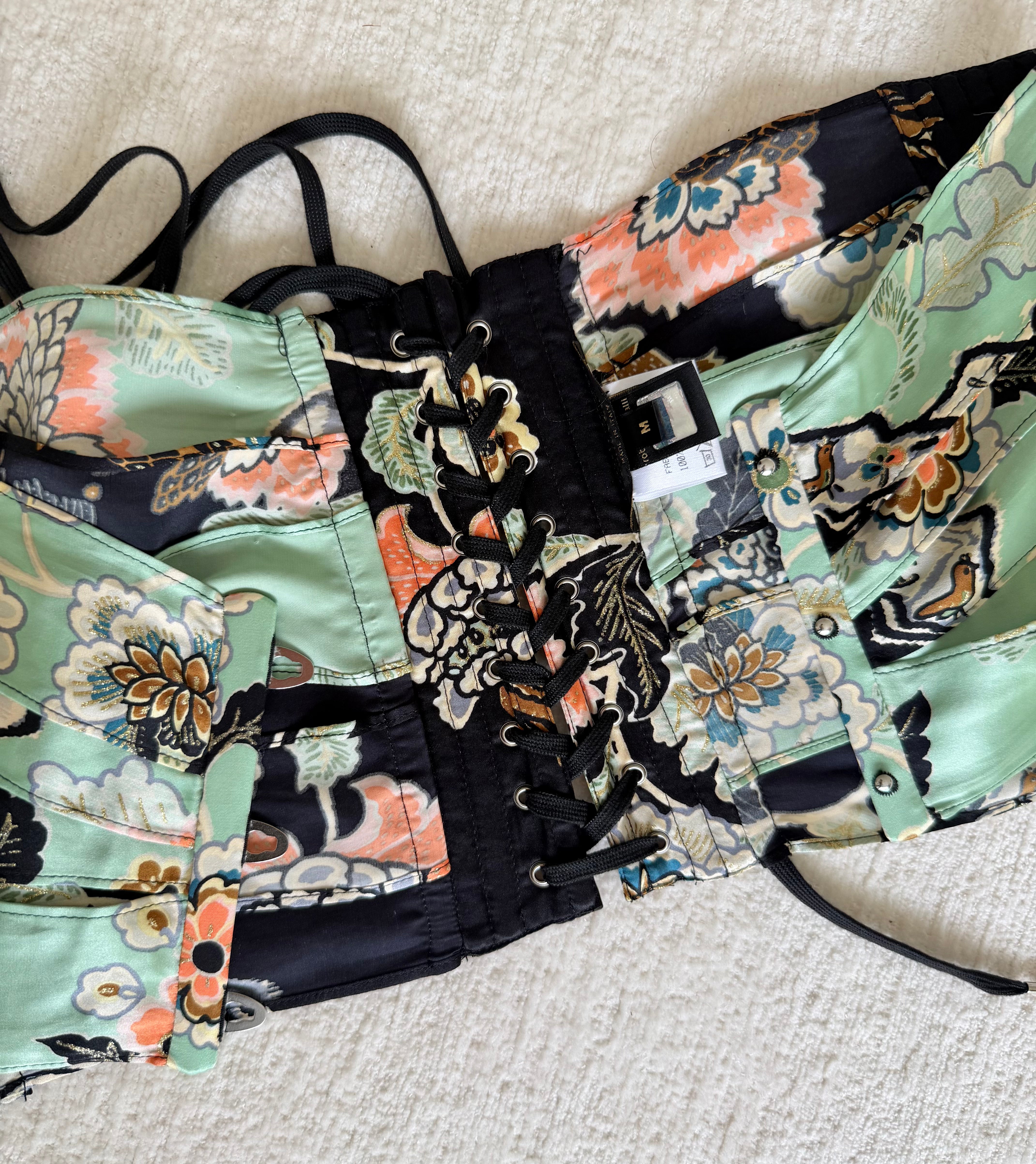 S/S 2003 Mint Floral Chinoiserie Waist Corset