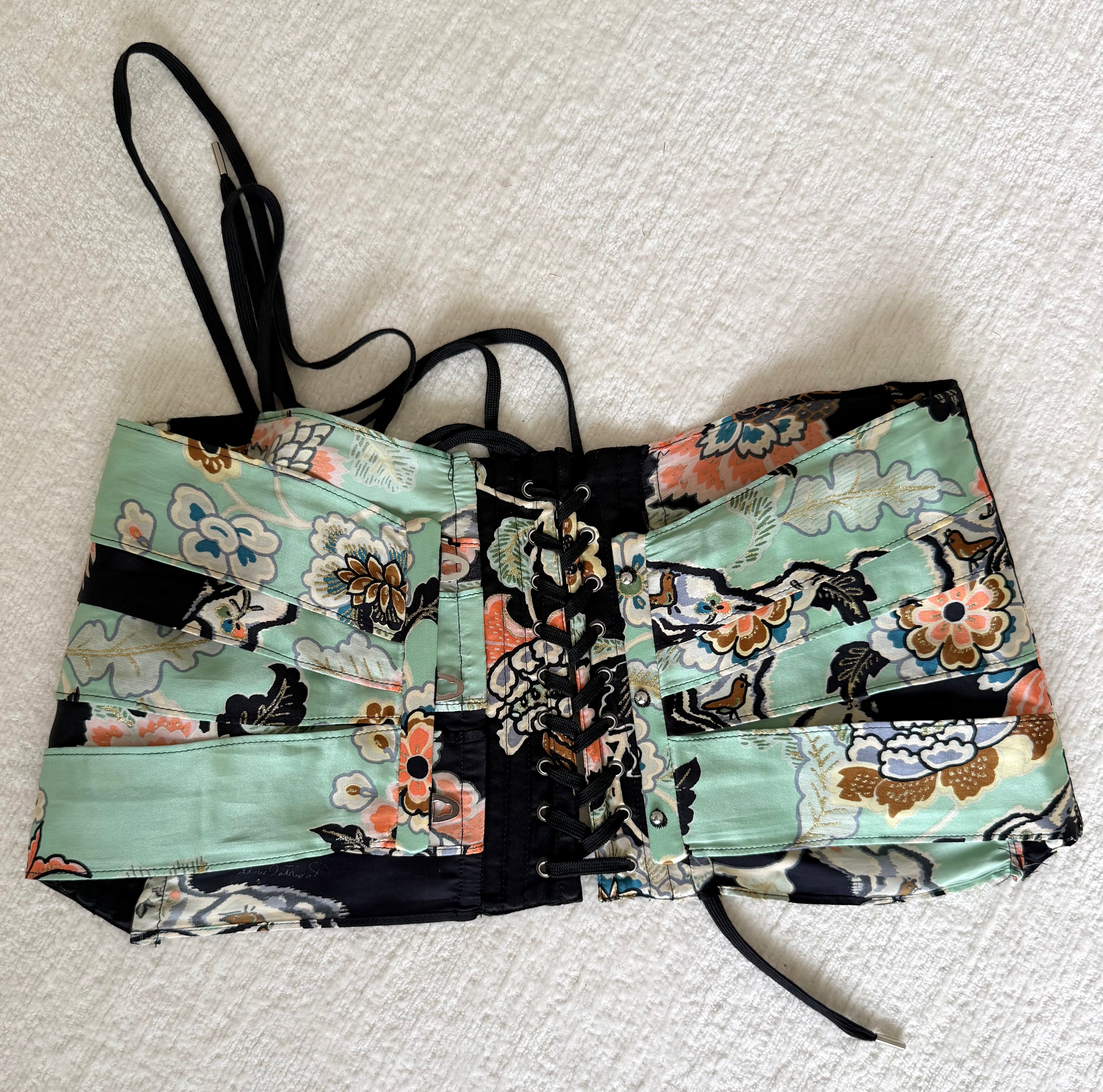S/S 2003 Mint Floral Chinoiserie Waist Corset