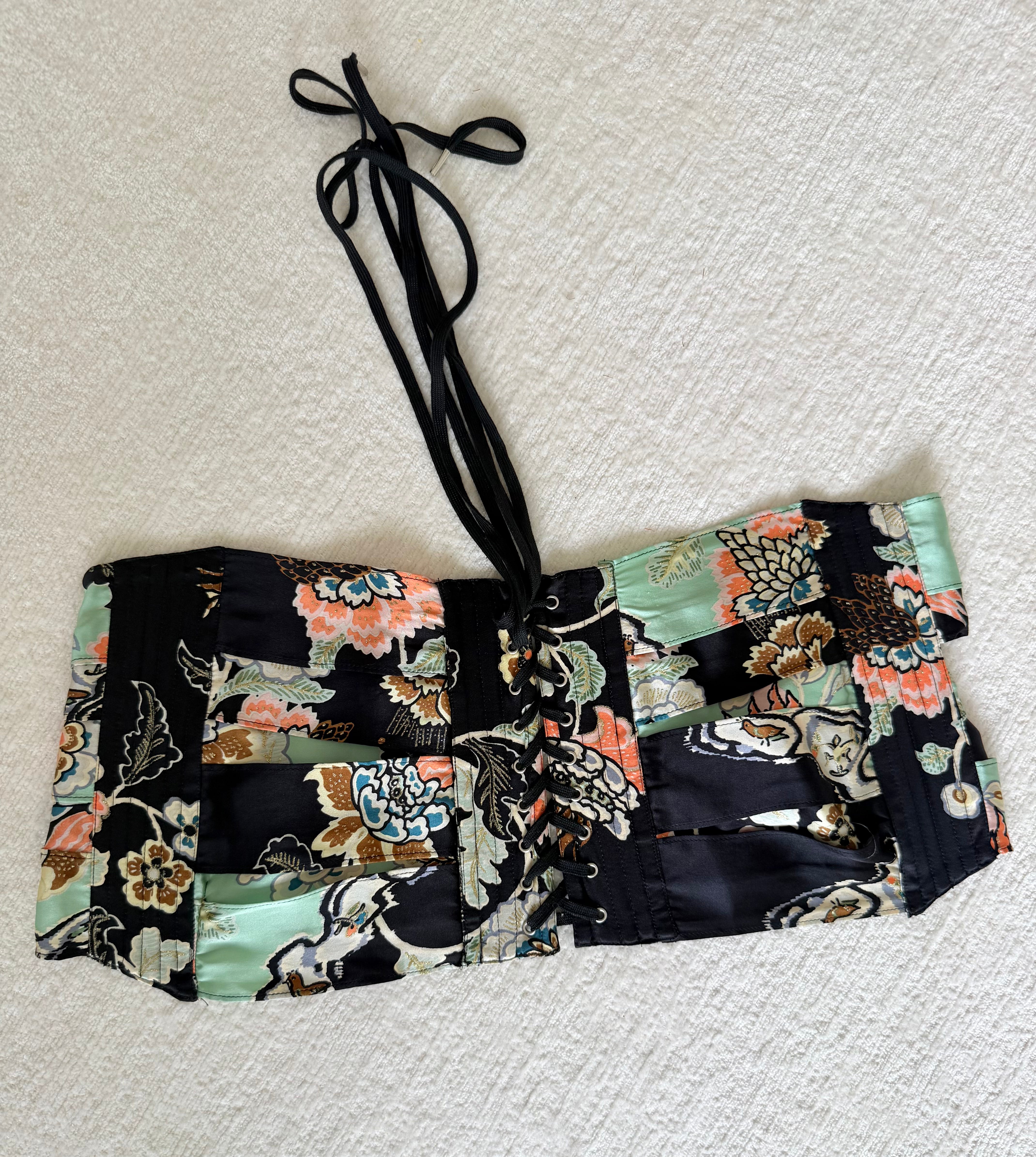 S/S 2003 Mint Floral Chinoiserie Waist Corset