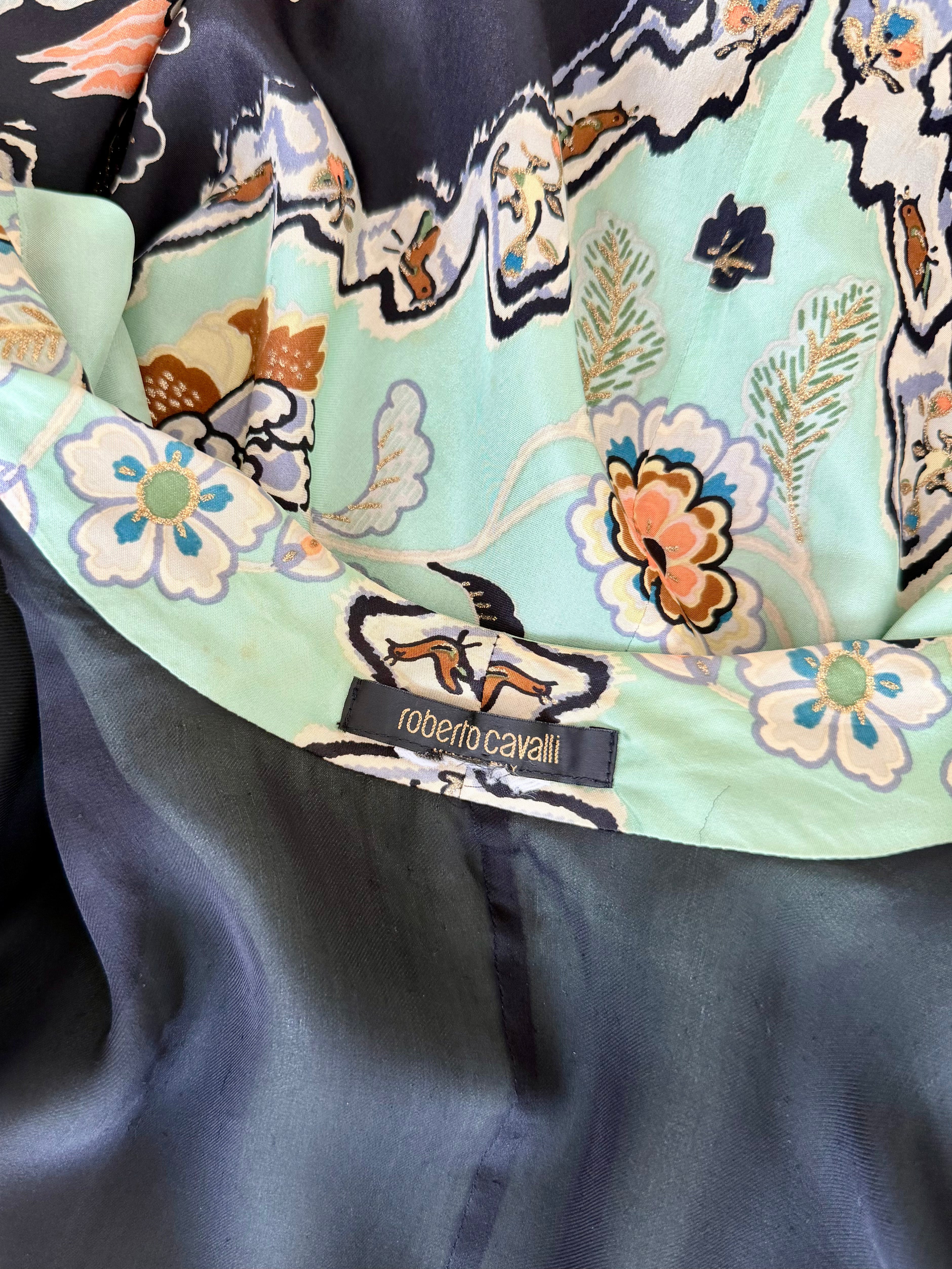 S/S 2003 Mint Floral Chinoiserie Silk Kimono