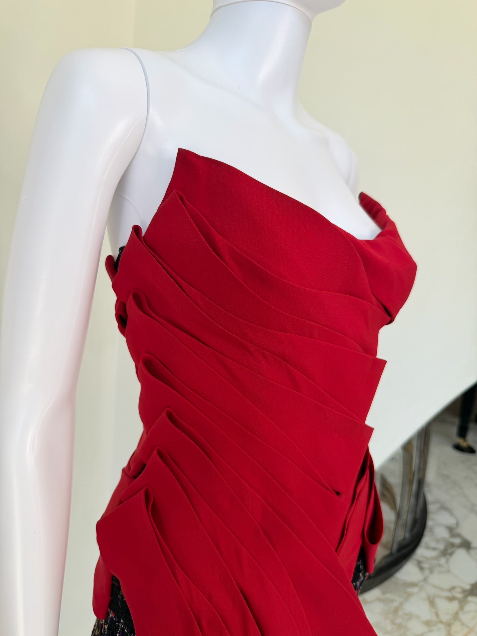 F/W 2024 Red Silk Strapless Tunic