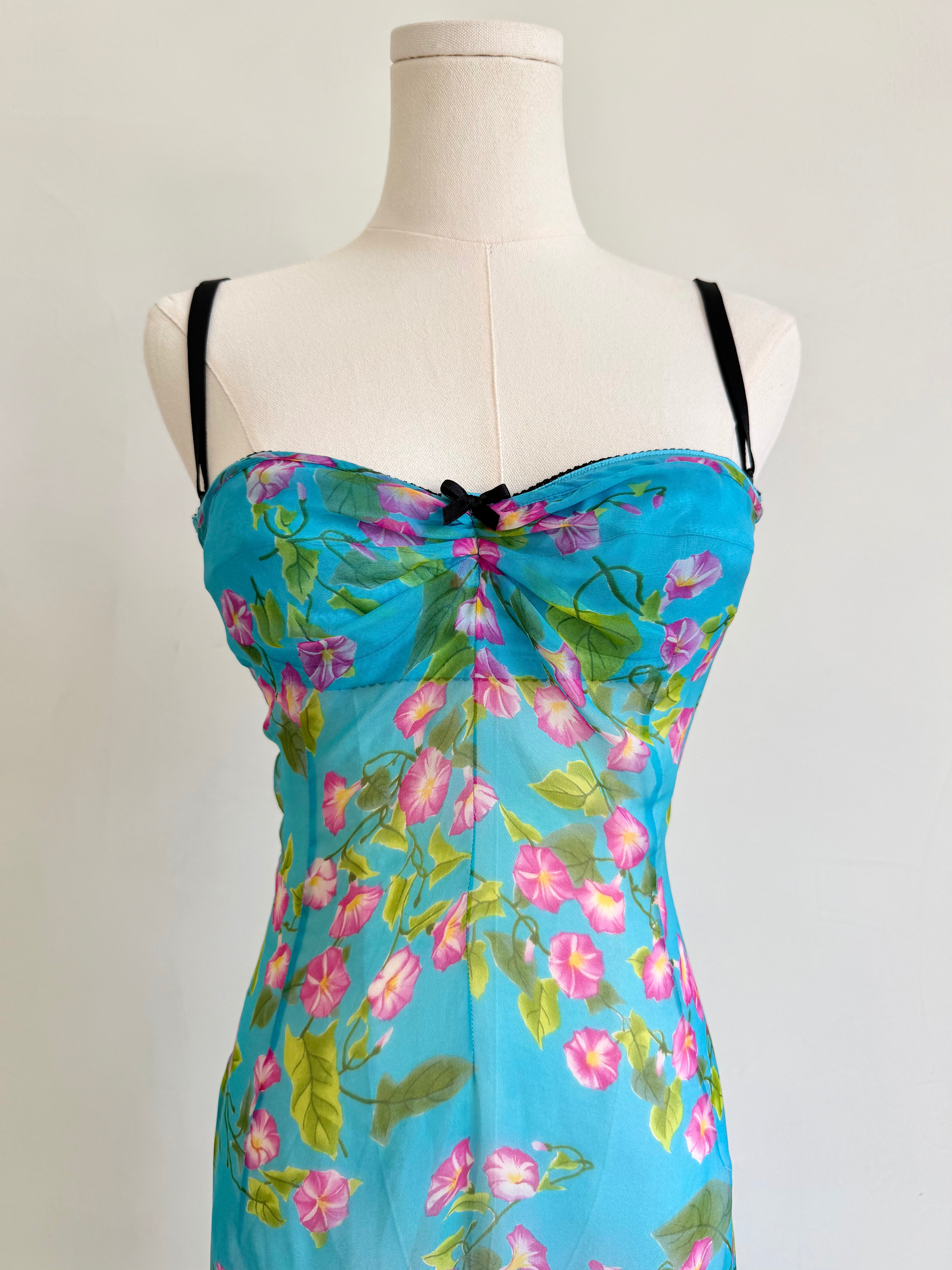 F/W 2000 Sheer Blue Floral Dress