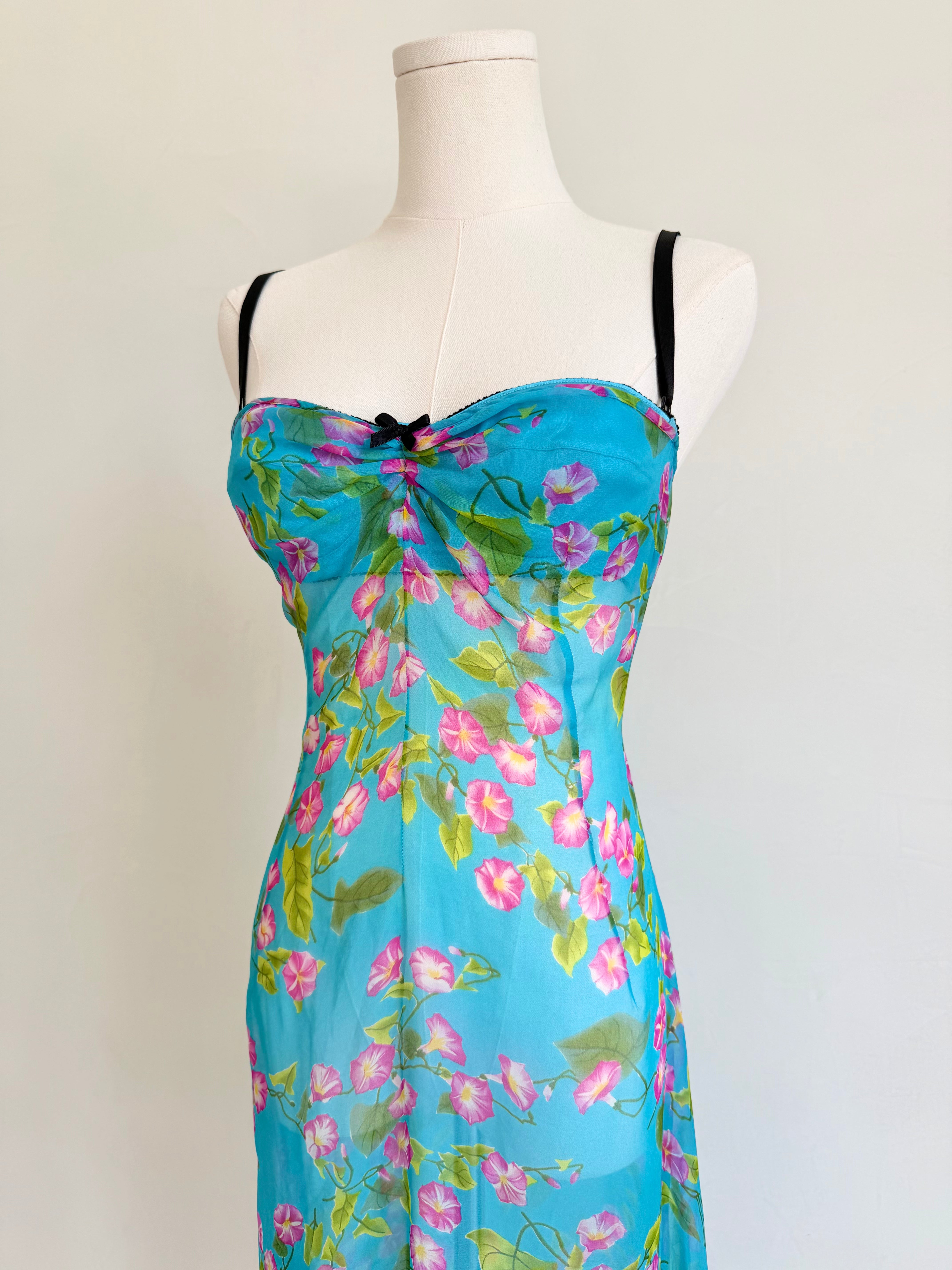 F/W 2000 Sheer Blue Floral Dress