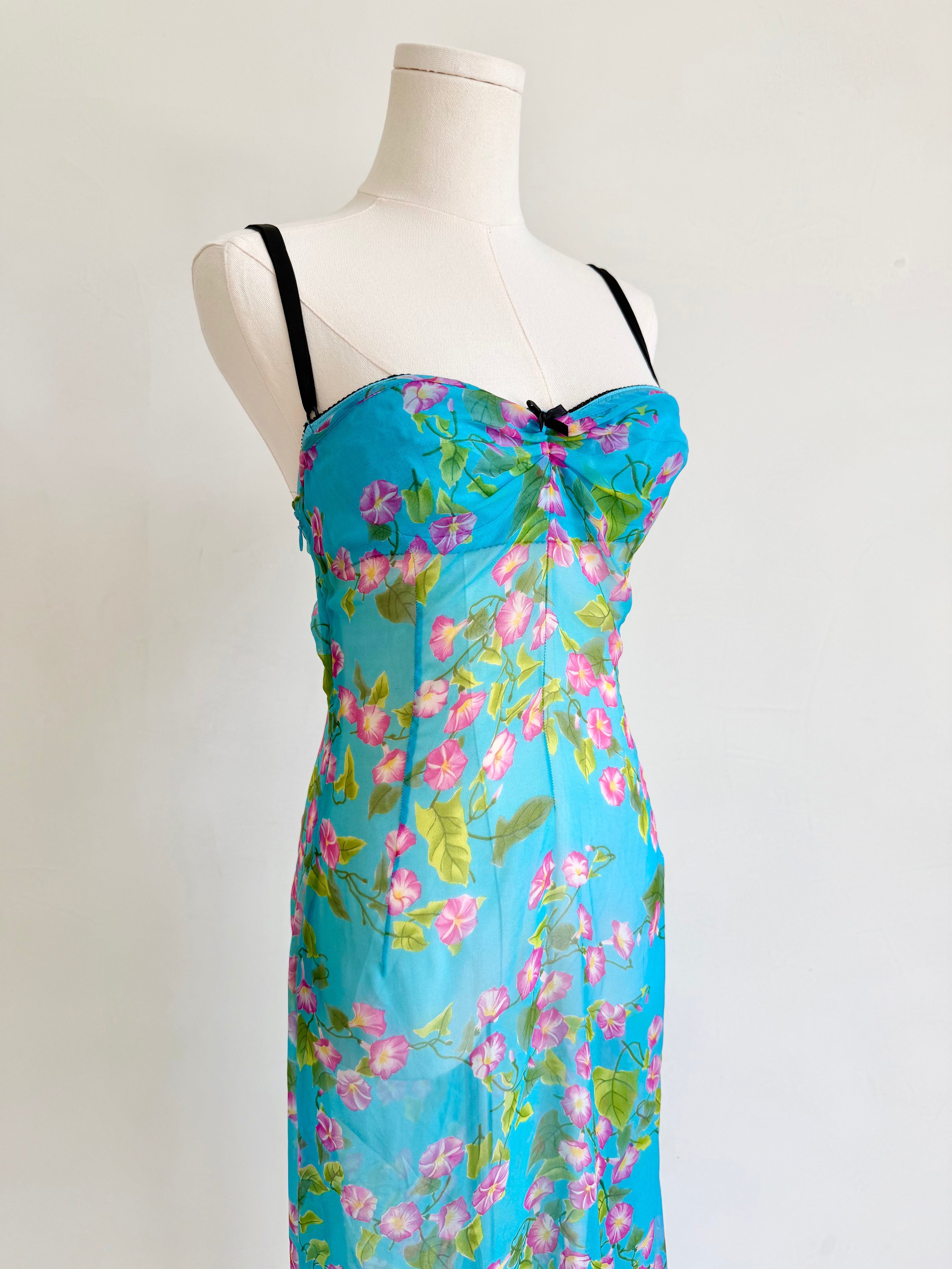 F/W 2000 Sheer Blue Floral Dress