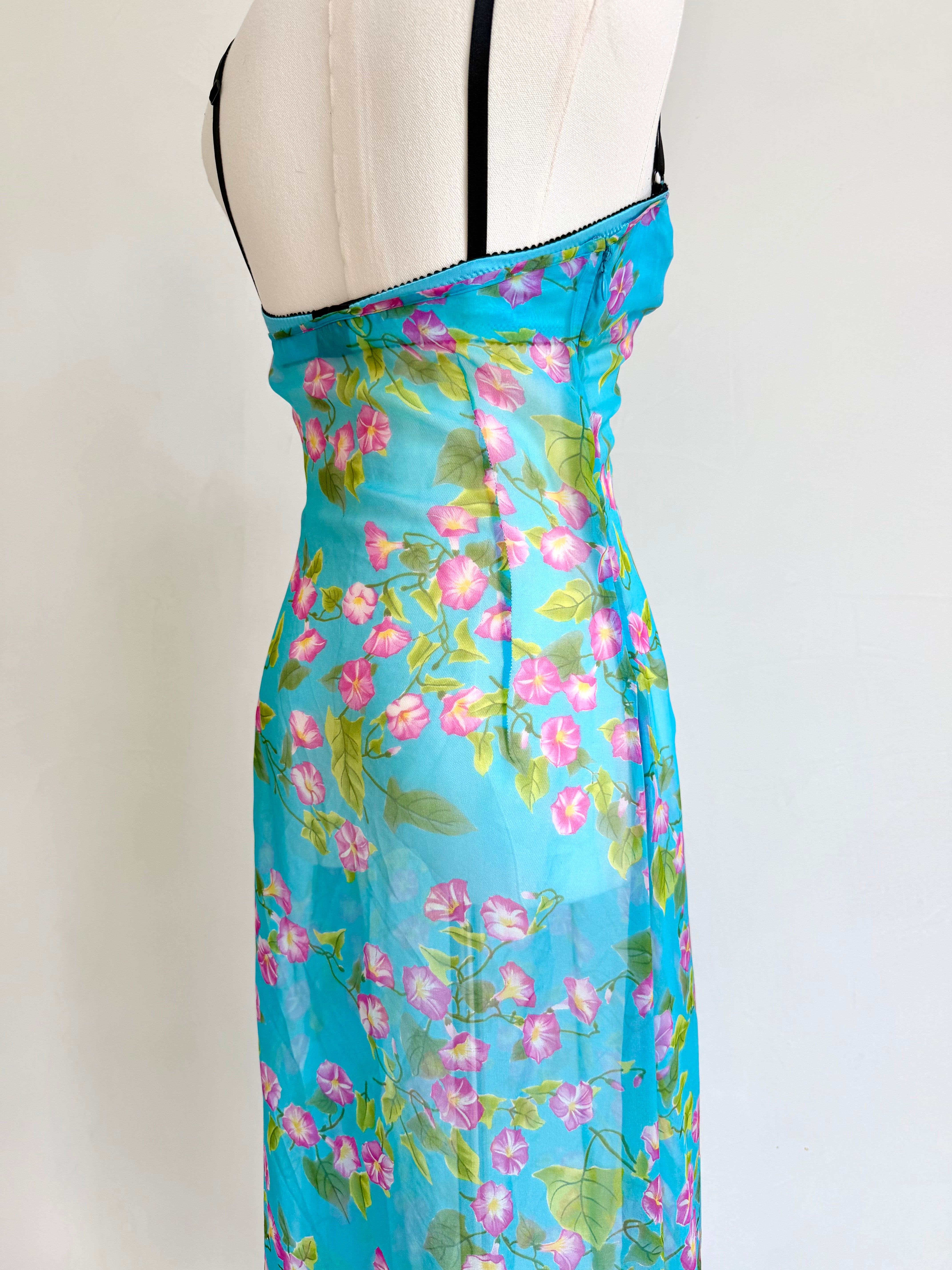 F/W 2000 Sheer Blue Floral Dress