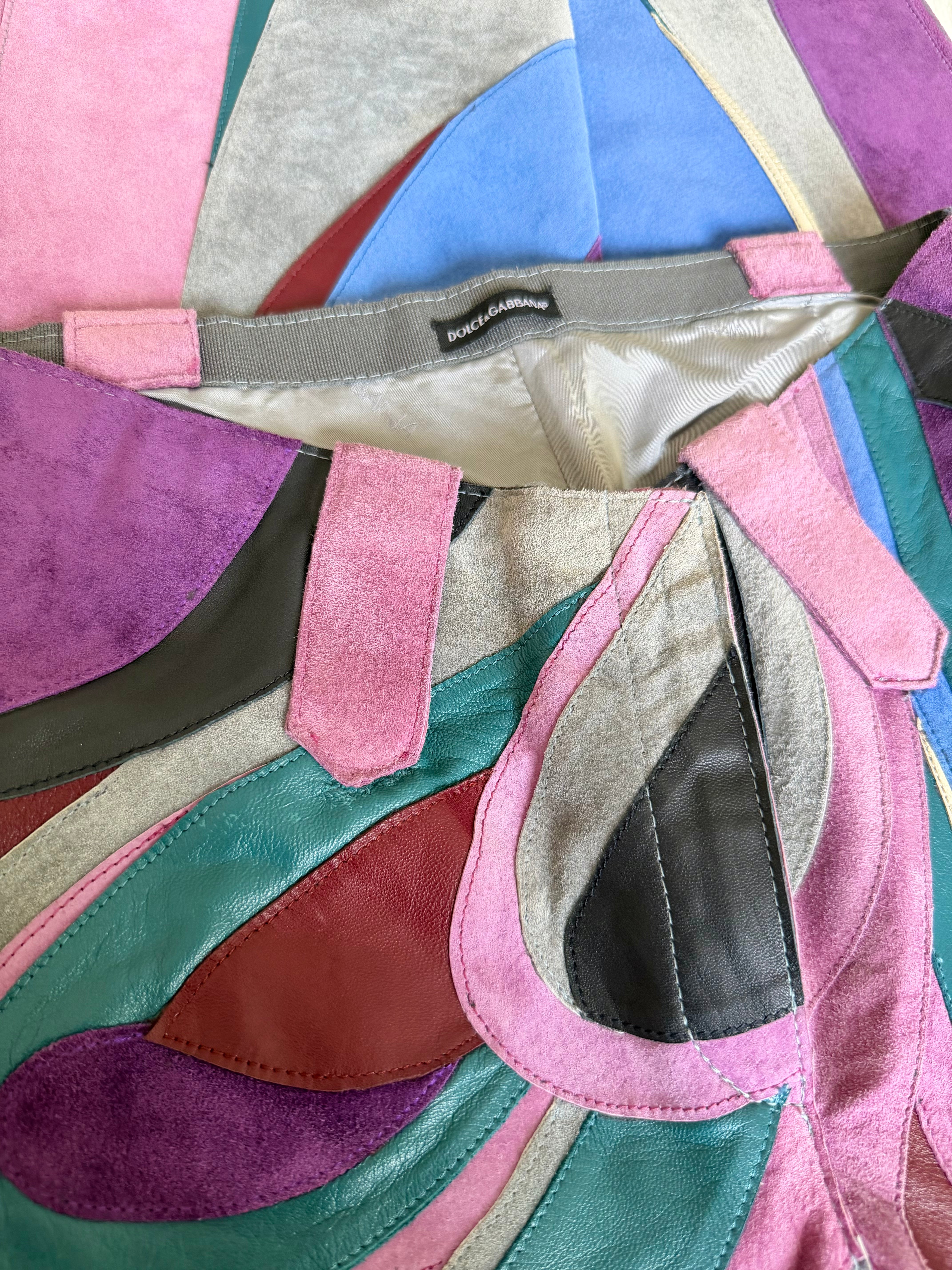 S/S 2002 Runway Suede “Swirl” Patchwork Pants