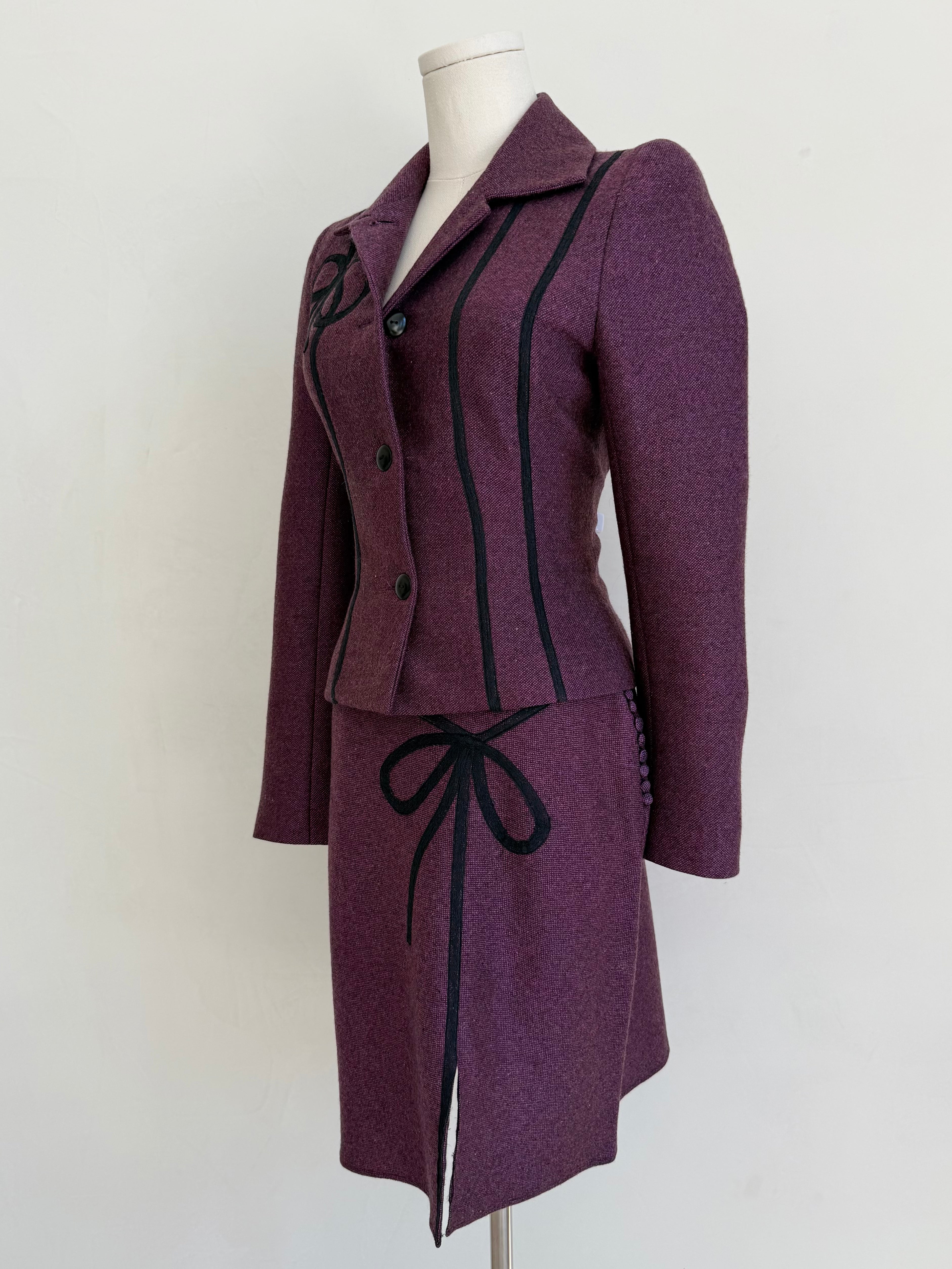 F/W 1994 Plum Wool Tailored Blazer & Skirt Set