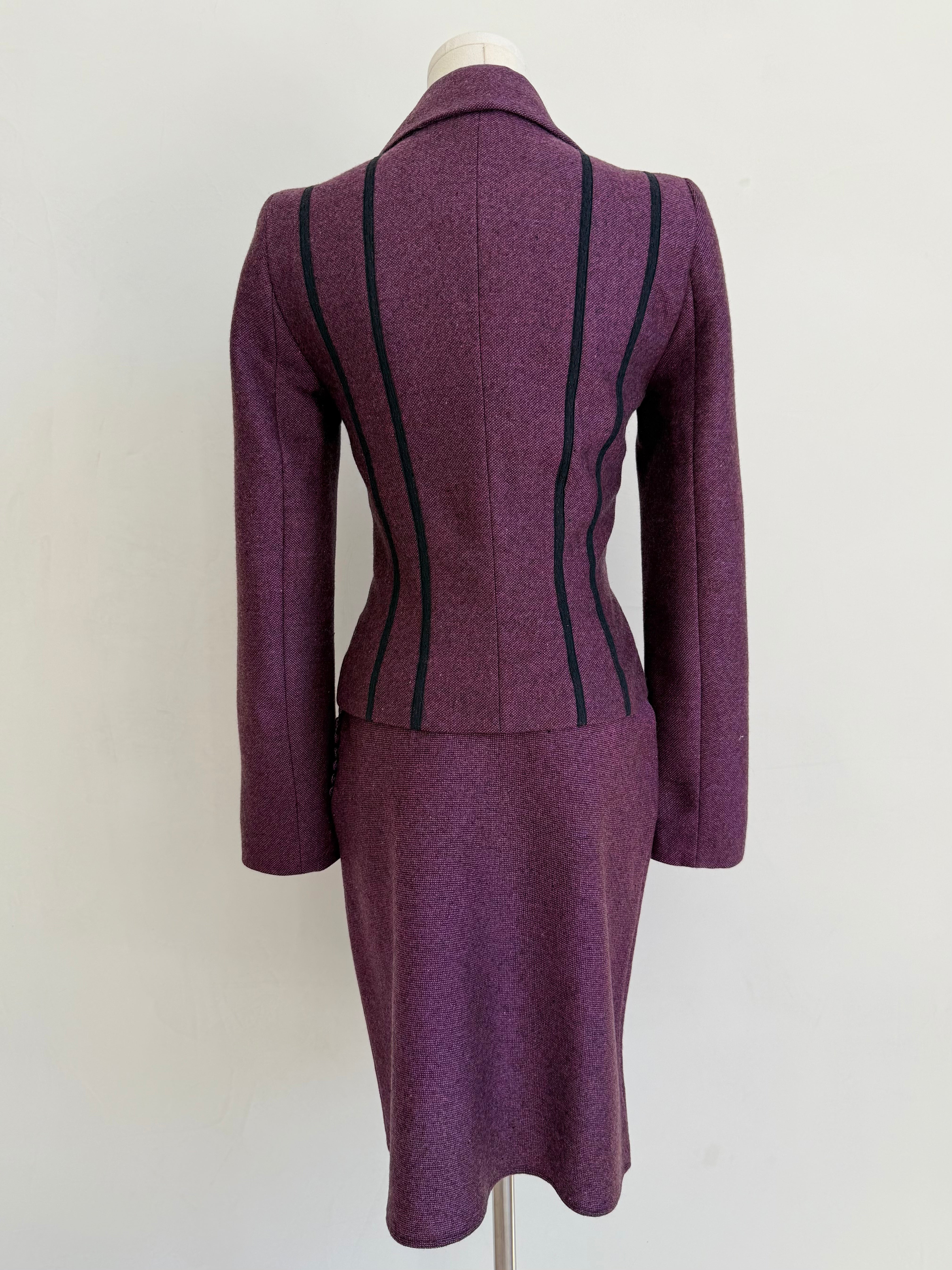 F/W 1994 Plum Wool Tailored Blazer & Skirt Set