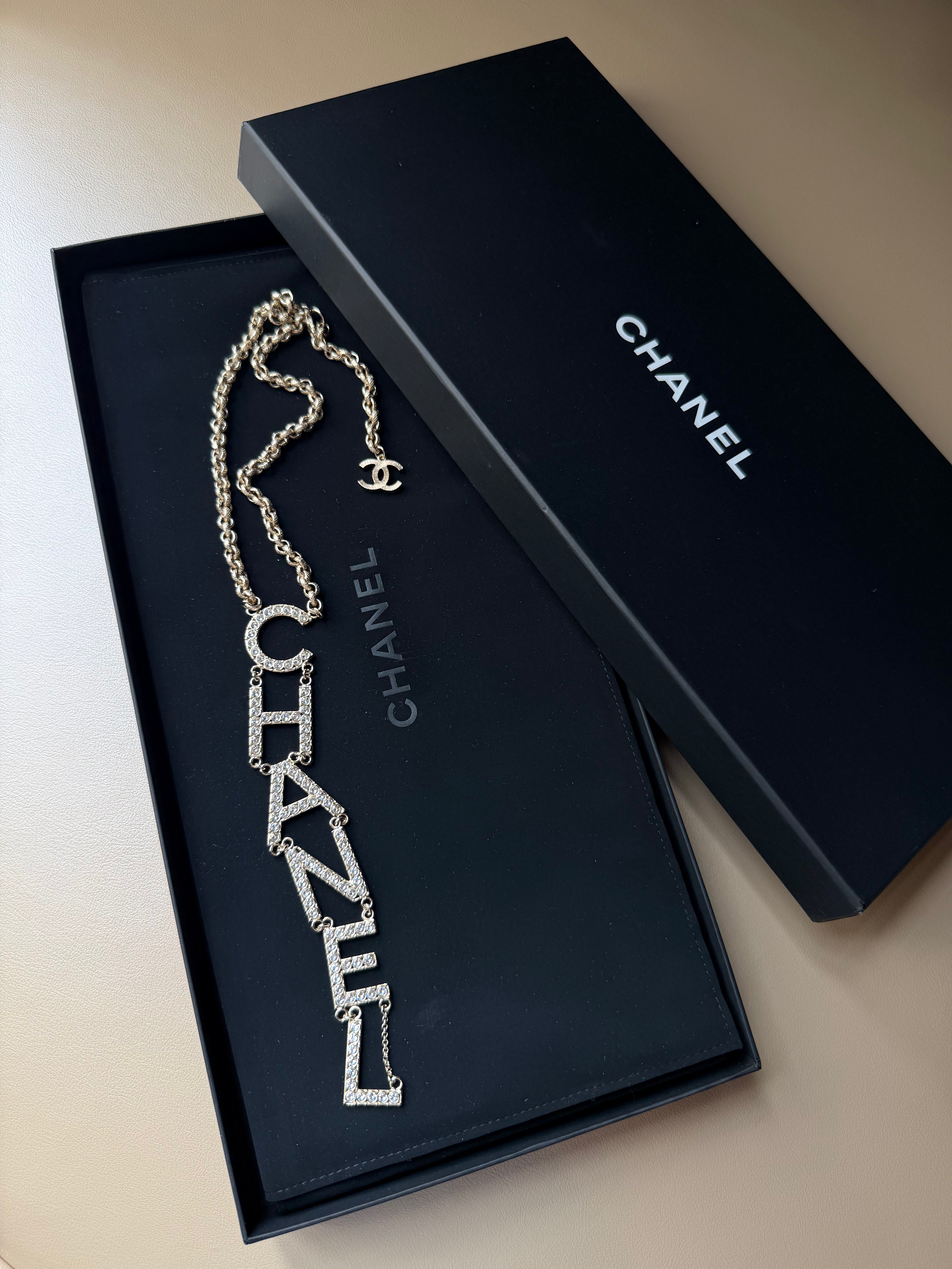 S/S 2019 Chanel Rhinestone Vertical Letter Necklace