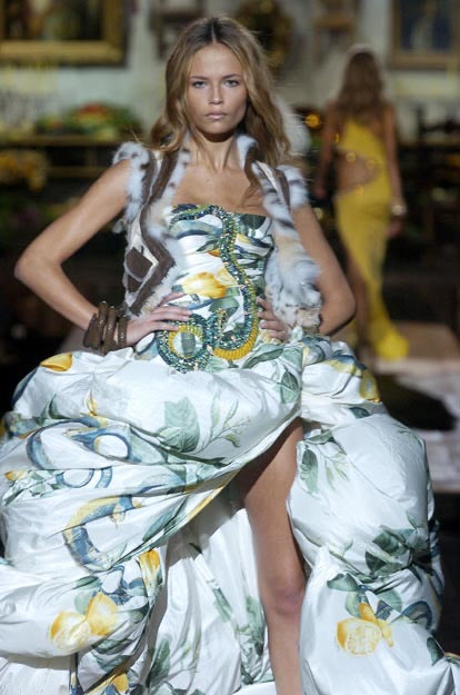 S/S 2005 "Lemon & Serpent" Ruffled Skirt