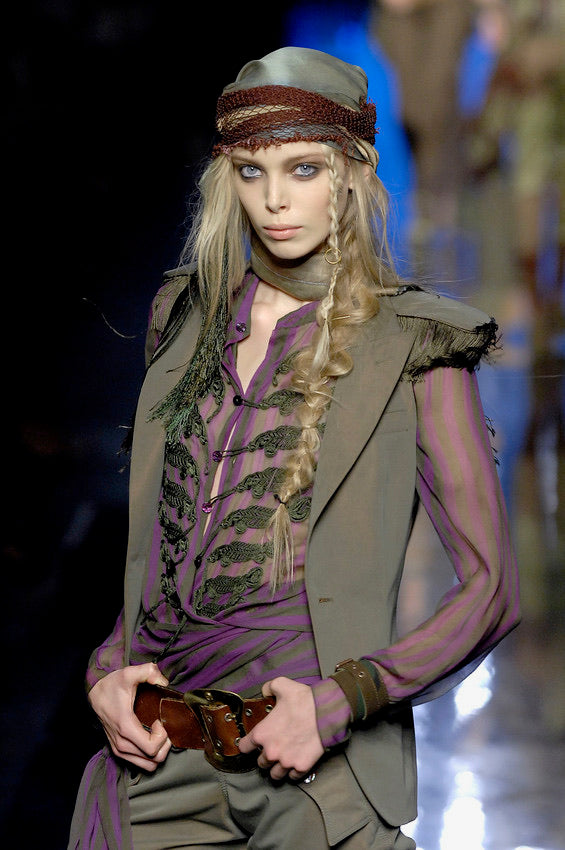 S/S 2008 Silk Military Fringe Embroidered Top