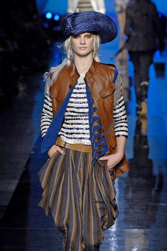 S/S 2008 Silk Military Fringe Embroidered Top