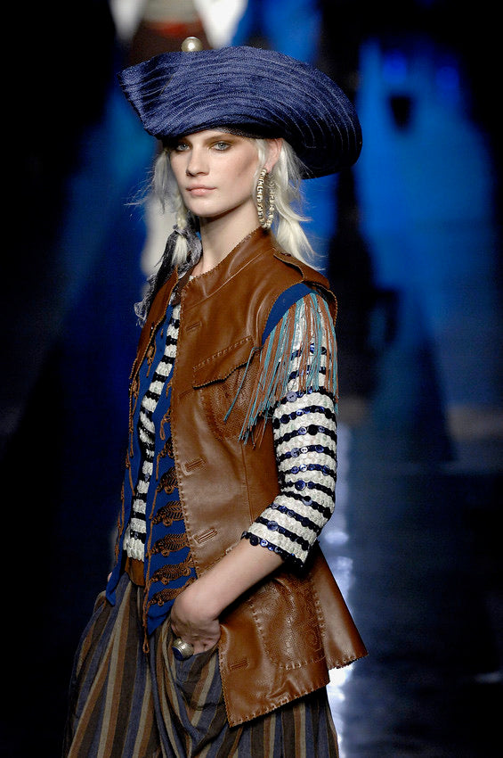 S/S 2008 Silk Military Fringe Embroidered Top