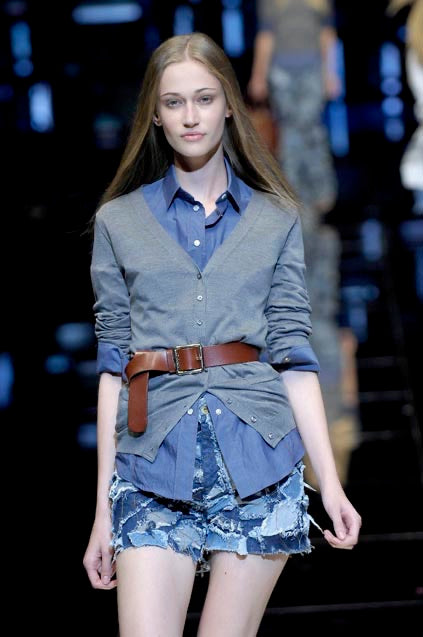 F/W 2000 Blue Patchwork Denim Strapless Dress