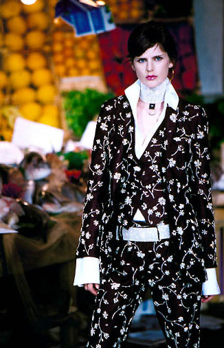 F/W 2002 Embroidered Suede Leather Pants