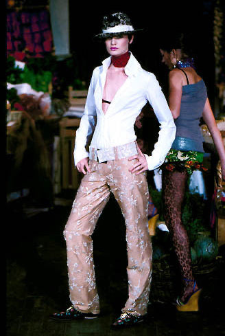 F/W 2002 Embroidered Suede Leather Pants