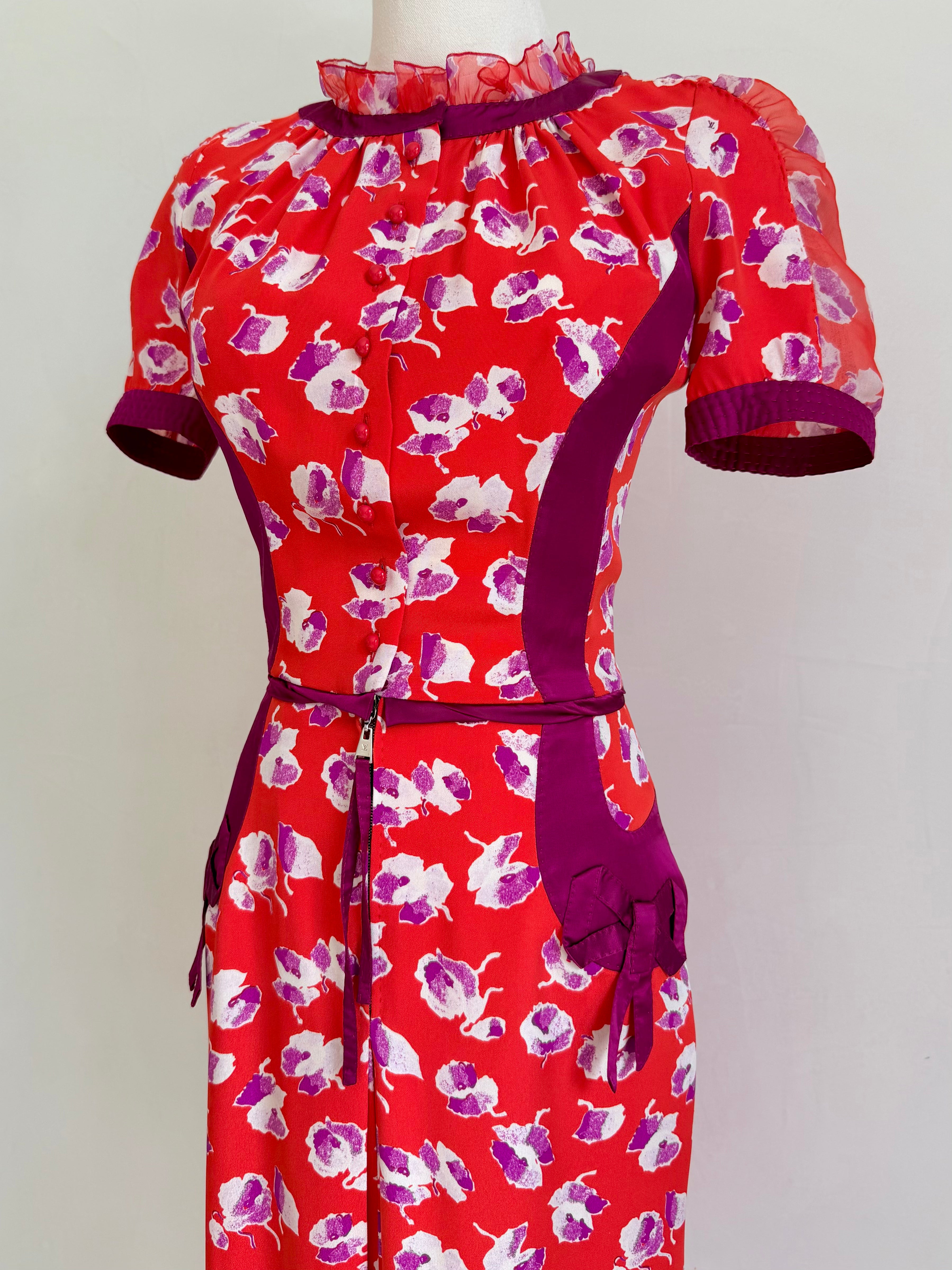 By Marc Jacobs S/S 2005 Floral Silk Dress with Ribbons