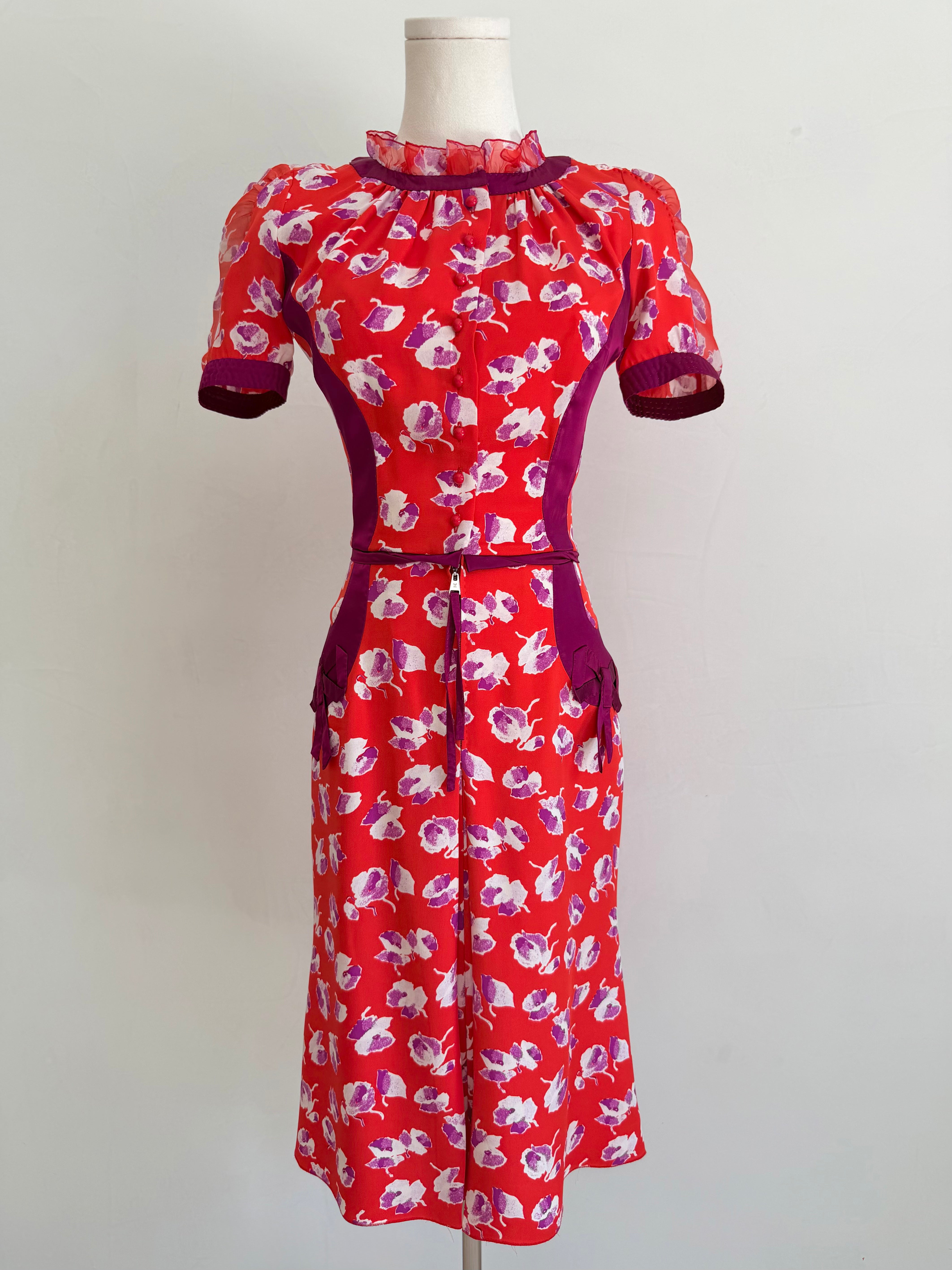 By Marc Jacobs S/S 2005 Floral Silk Dress with Ribbons