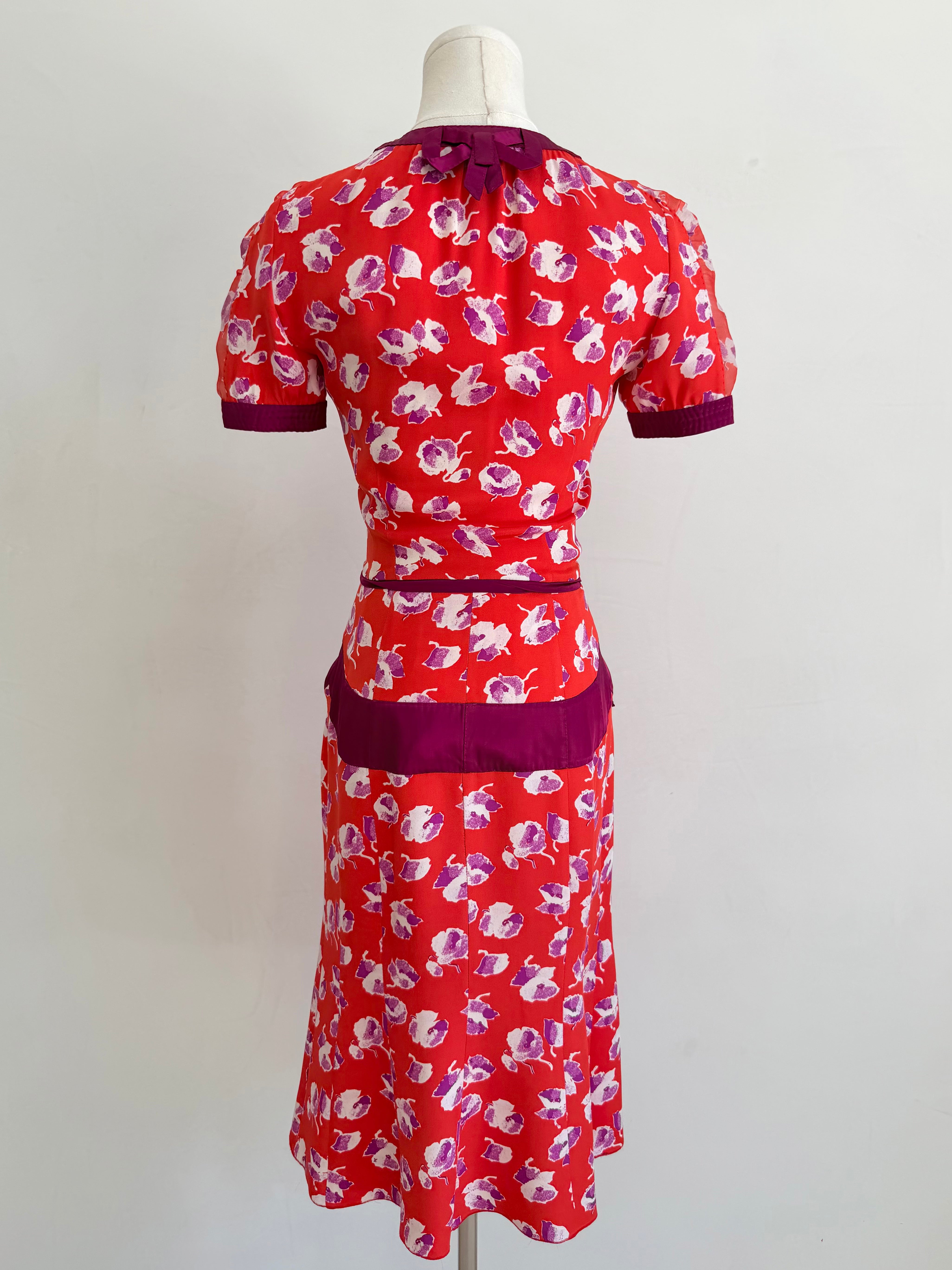 By Marc Jacobs S/S 2005 Floral Silk Dress with Ribbons