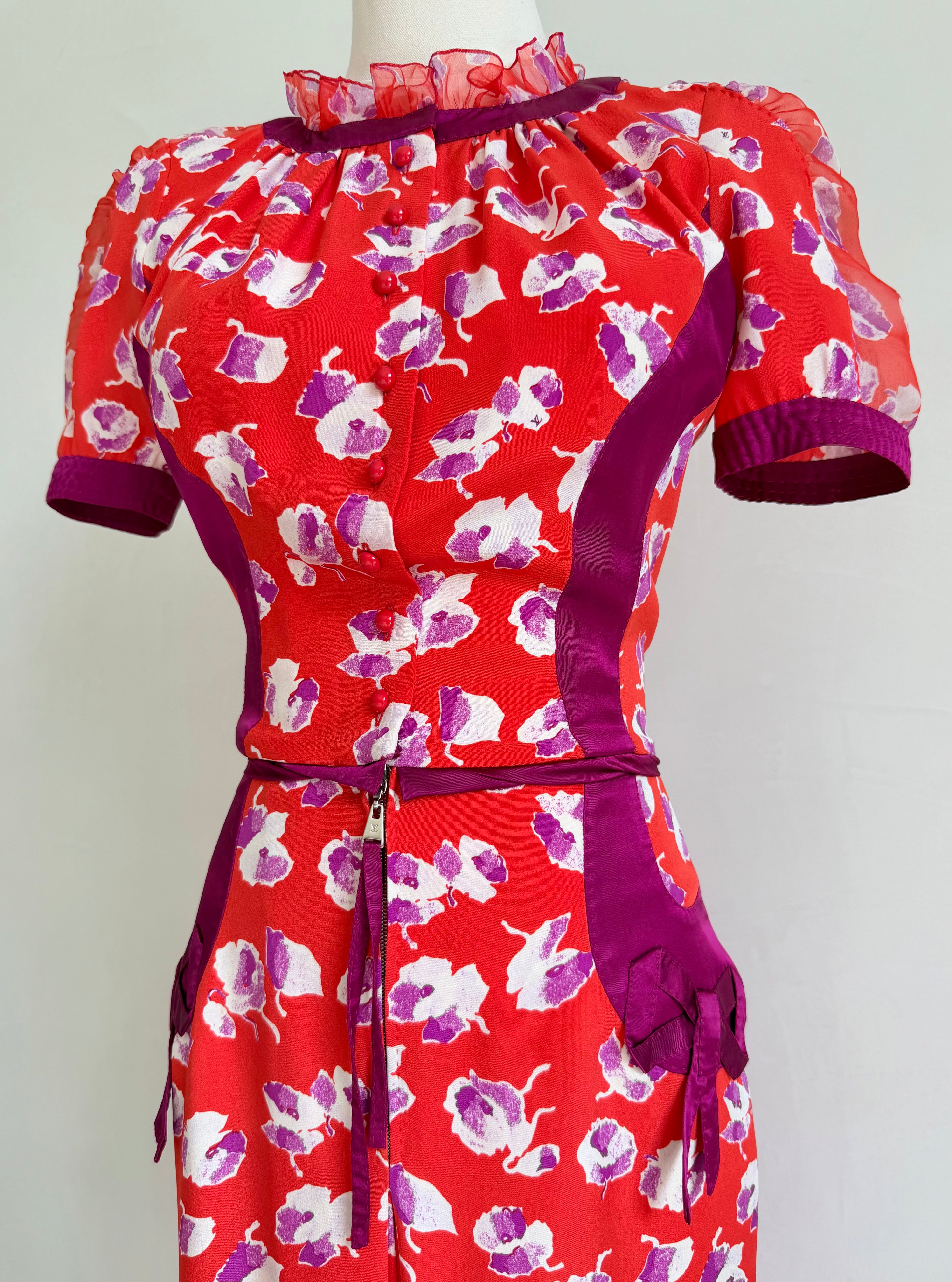 By Marc Jacobs S/S 2005 Floral Silk Dress with Ribbons